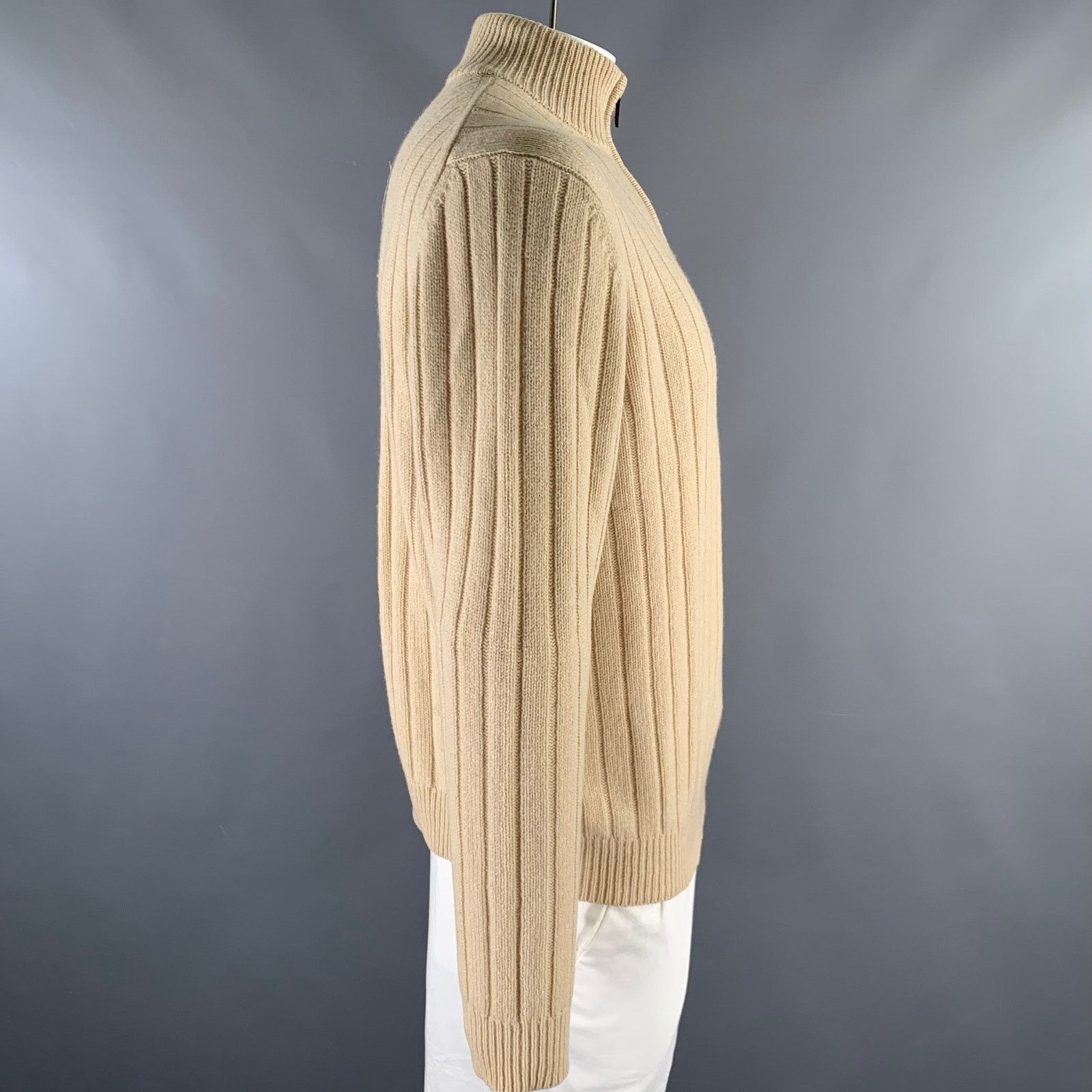 Brooks Brothers BROOKS BROTHERS Size L Cream Cable Wool Quarter Zip Sweater Size US L / EU 52-54 / 3 - 3 Thumbnail