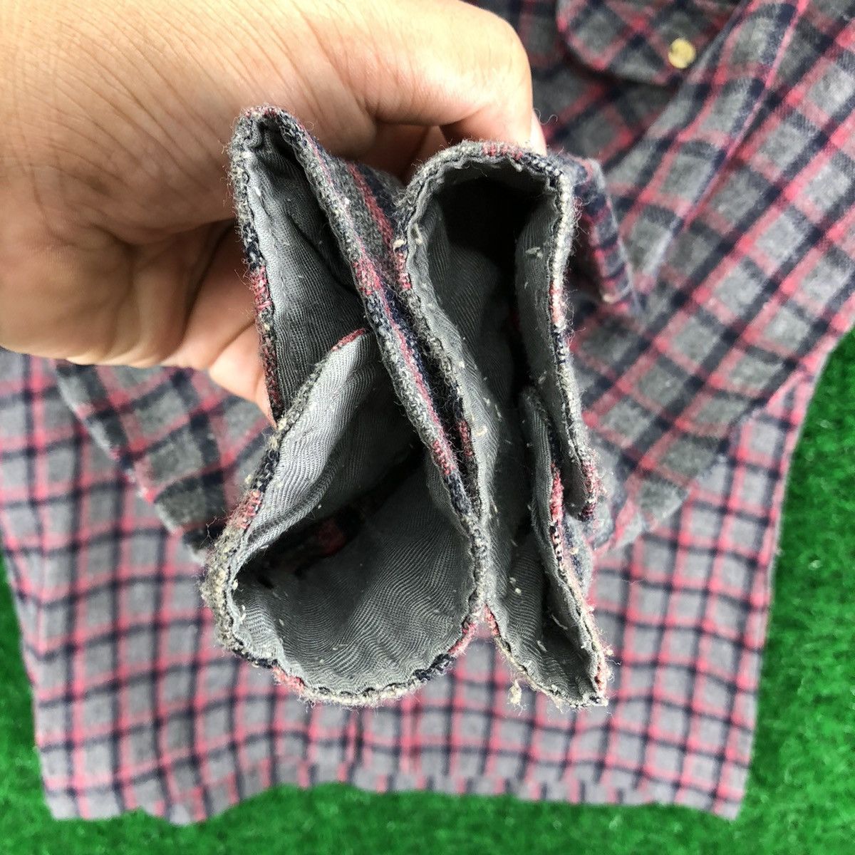 Flannel Vintage 80's Wool Flannel Checkered Double Pocket by Bazz Size US S / EU 44-46 / 1 - 8 Thumbnail