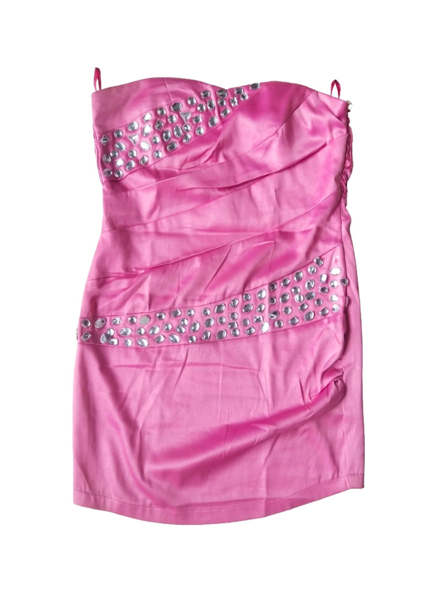 Japanese Brand Victria Pink Rhinestone Party Dress Sphagetti Strap Size XS / US 0-2 / IT 36-38 - 1 Thumbnail