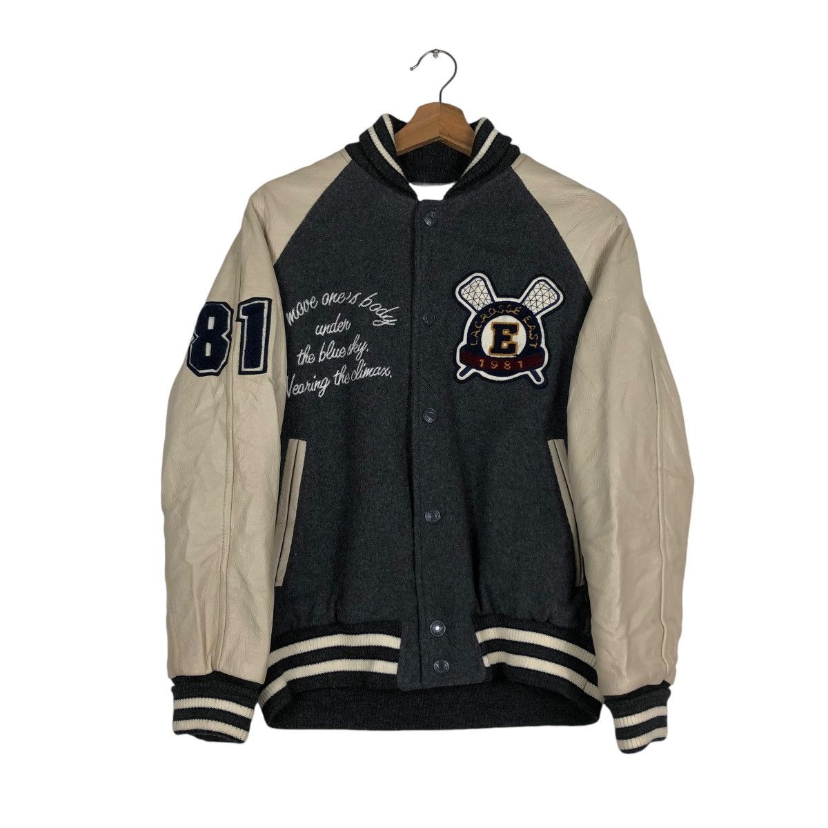 Japanese Brand 🔥VINTAGE VARSITY JUMPER LEATHER JACKET EAST BOY BIG LOGO Size US M / EU 48-50 / 2 - 13 Thumbnail