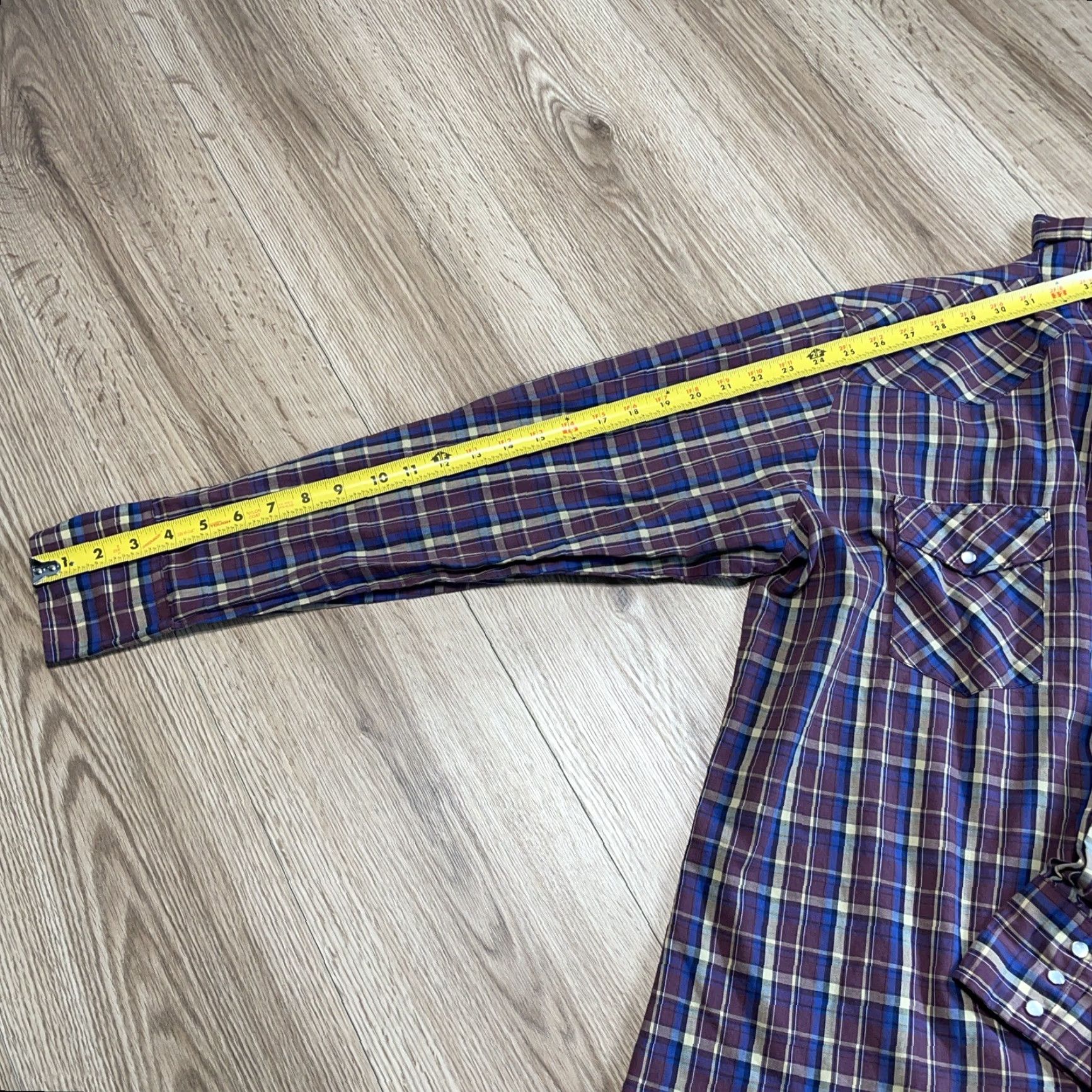 Wrangler VTG Wrangler Shirt Western Plaid Blue Mens XL Pearl Snap Short Sleeve Button-Up Casual Size US XL / EU 56 / 4 - 7 Thumbnail