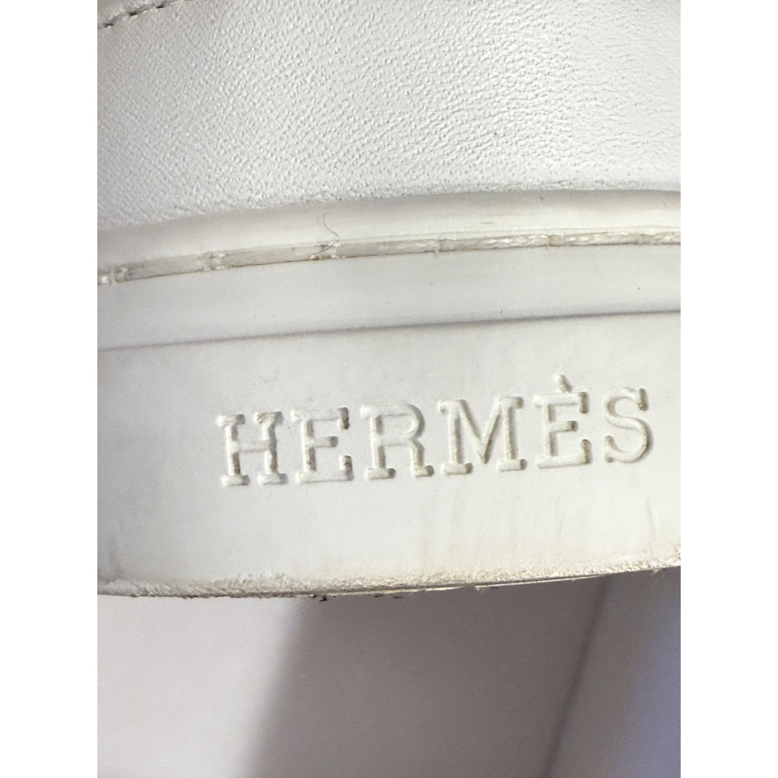 Hermes Hermès High-Top White Leather Sneakers With Silver Buckle De Size US 6 / IT 36 - 10 Thumbnail