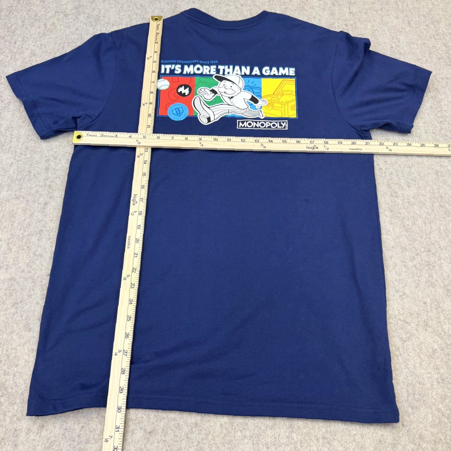 Vintage MONOPOLY Shirt Mens Large Blue It's More Than A Game Graphic Tee Mr Monopoly Size US L / EU 52-54 / 3 - 7 Thumbnail