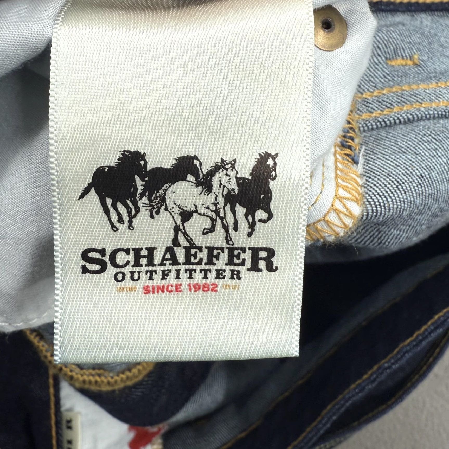Vintage Schaefer Outfitter Jeans Womens 31 Dark Indigo Bootcut Denim Zip Pocket Spandex 31R 31L USA Womens Boots Size 24" / US 00 / IT 34 - 4 Thumbnail