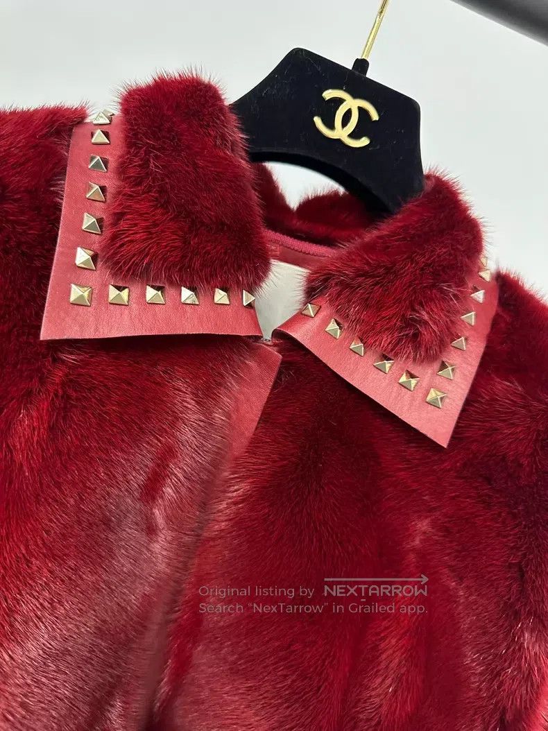 Valentino Valentino Red stud lapel fur coat Size M / US 6-8 / IT 42-44 - 3 Thumbnail