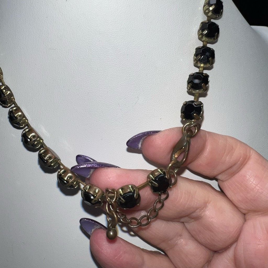 Vintage Vintage Gold Tone And Black Stone Collar Necklace Size ONE SIZE - 4 Thumbnail