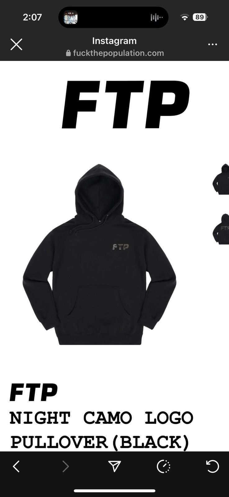 image of Ftp Fuck The Population Night Digi Camo Logo Hoodie in Black, Men's (Size Large)