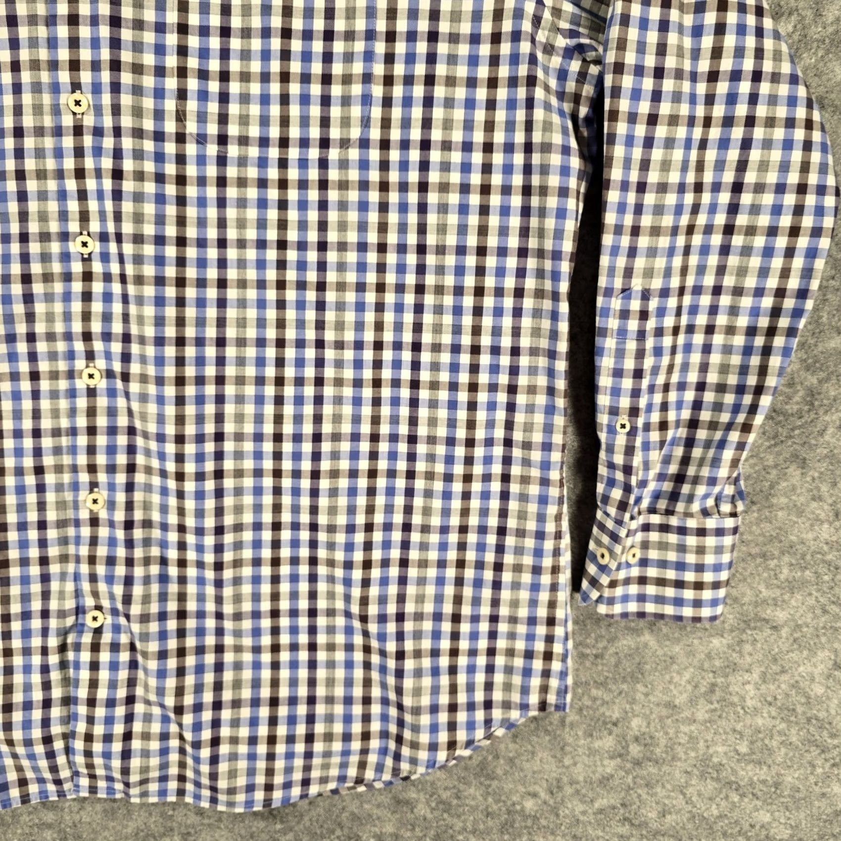 Peter Millar Peter Millar Shirt Mens XL Button-Up Blue Purple Gray Check Gingham Plaid Size US XL / EU 56 / 4 - 5 Thumbnail
