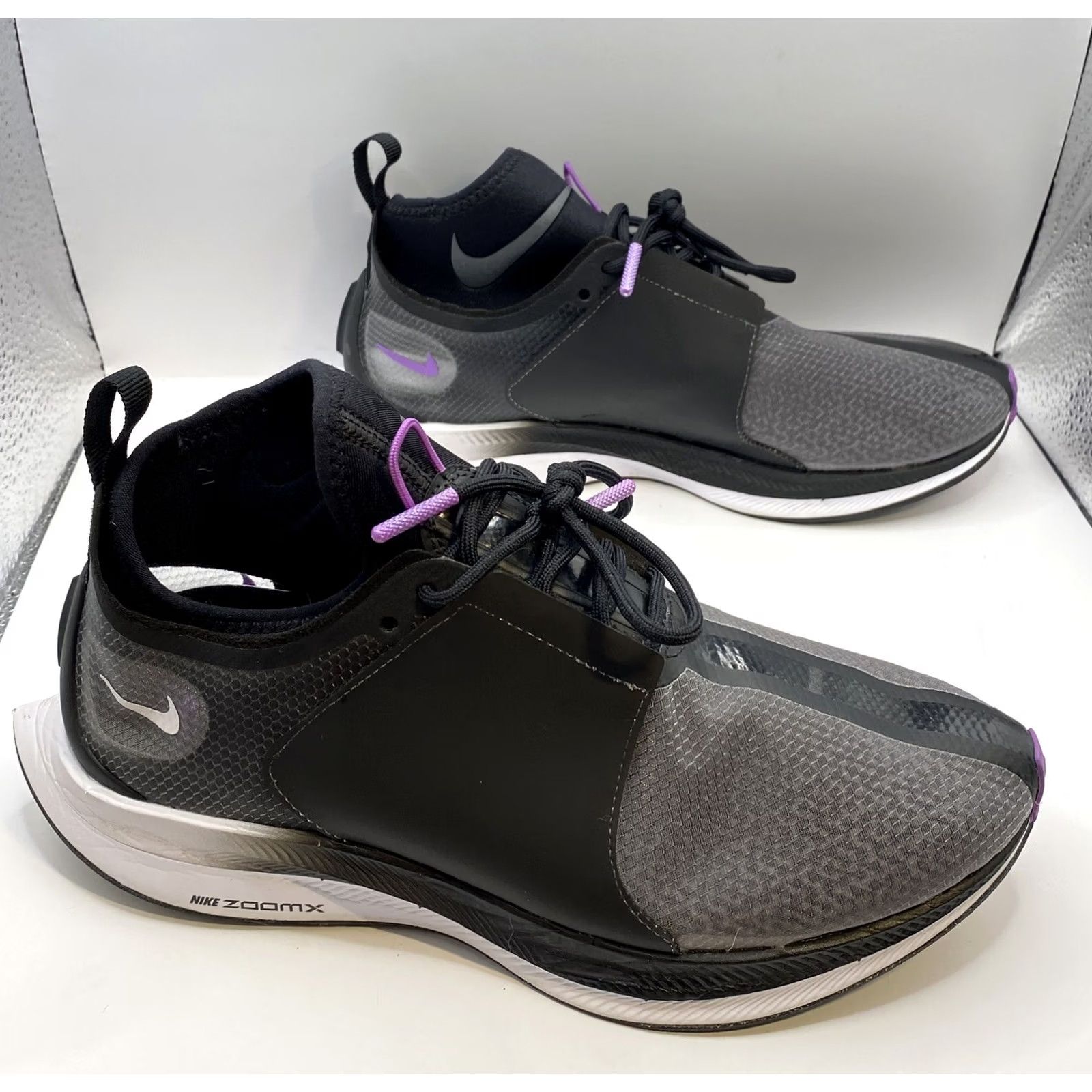 Nike Nike Zoom Pegasus Turbo Running Shoes Womens 7.5 US 5.5 US Black/Bright Violet-White AR4347-001 Size US 5 / IT 35 - 3 Thumbnail