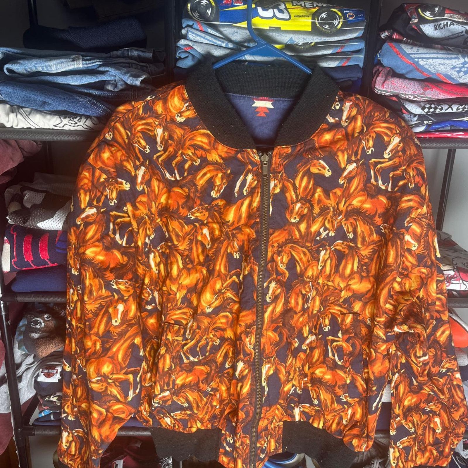 Vintage Vintage Horse all over print bomber jacket Size L / US 10 / IT 46 - 1 Thumbnail