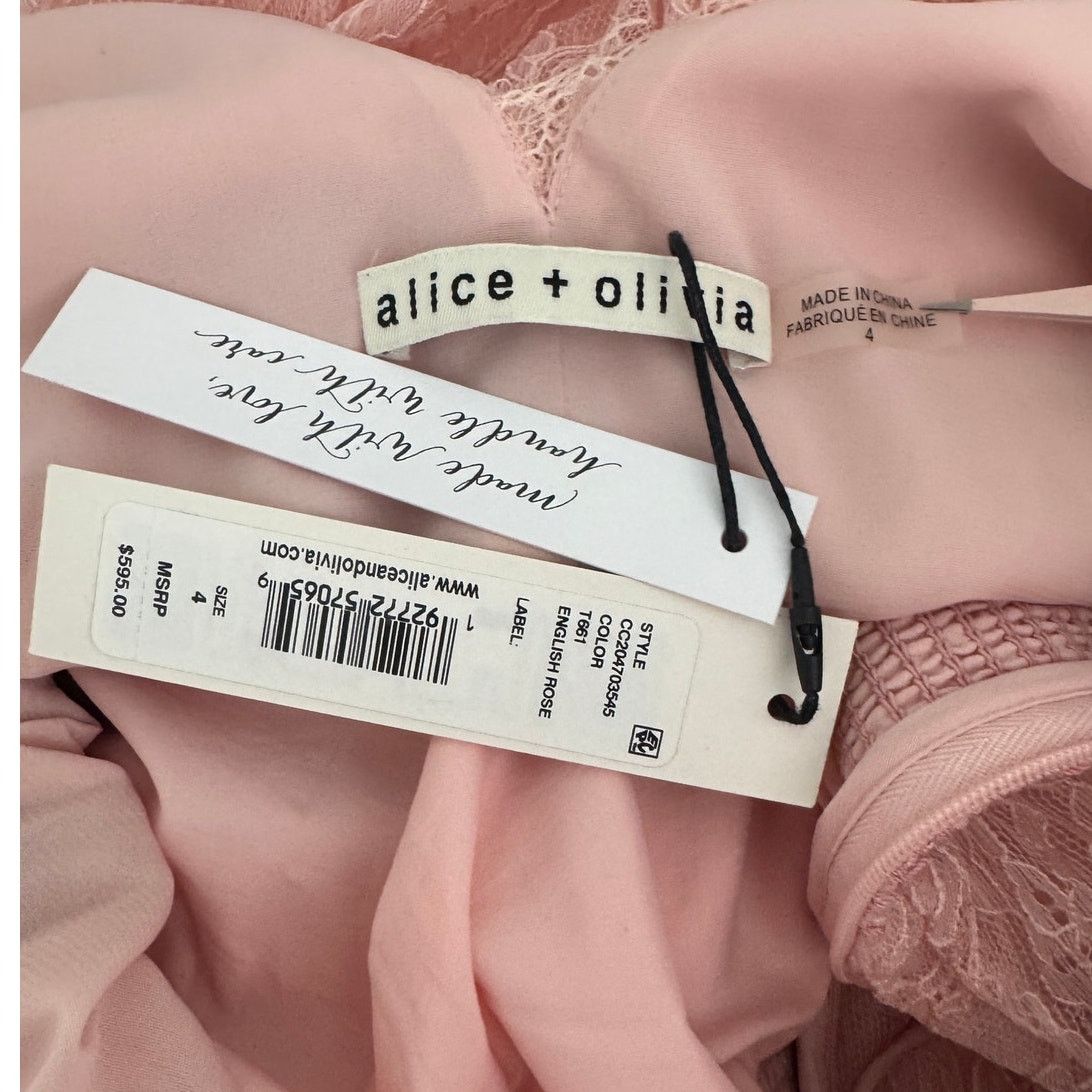 Alice + Olivia Alice + Olivia Charlsie Smocked Lace Maxi Dress Pink size 4 Size S / US 4 / IT 40 - 10 Thumbnail