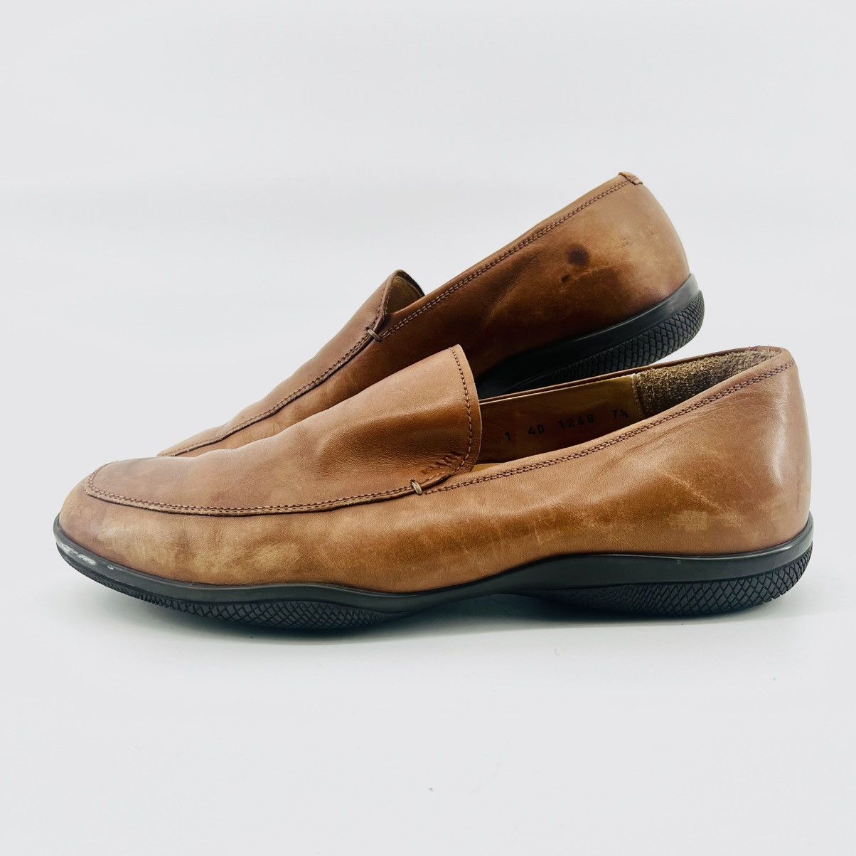 Prada Prada Men’s Brown Leather Loafers Shoes 7.5 Y2K Rubber Sole Size US 7.5 / EU 40-41 - 2 Thumbnail