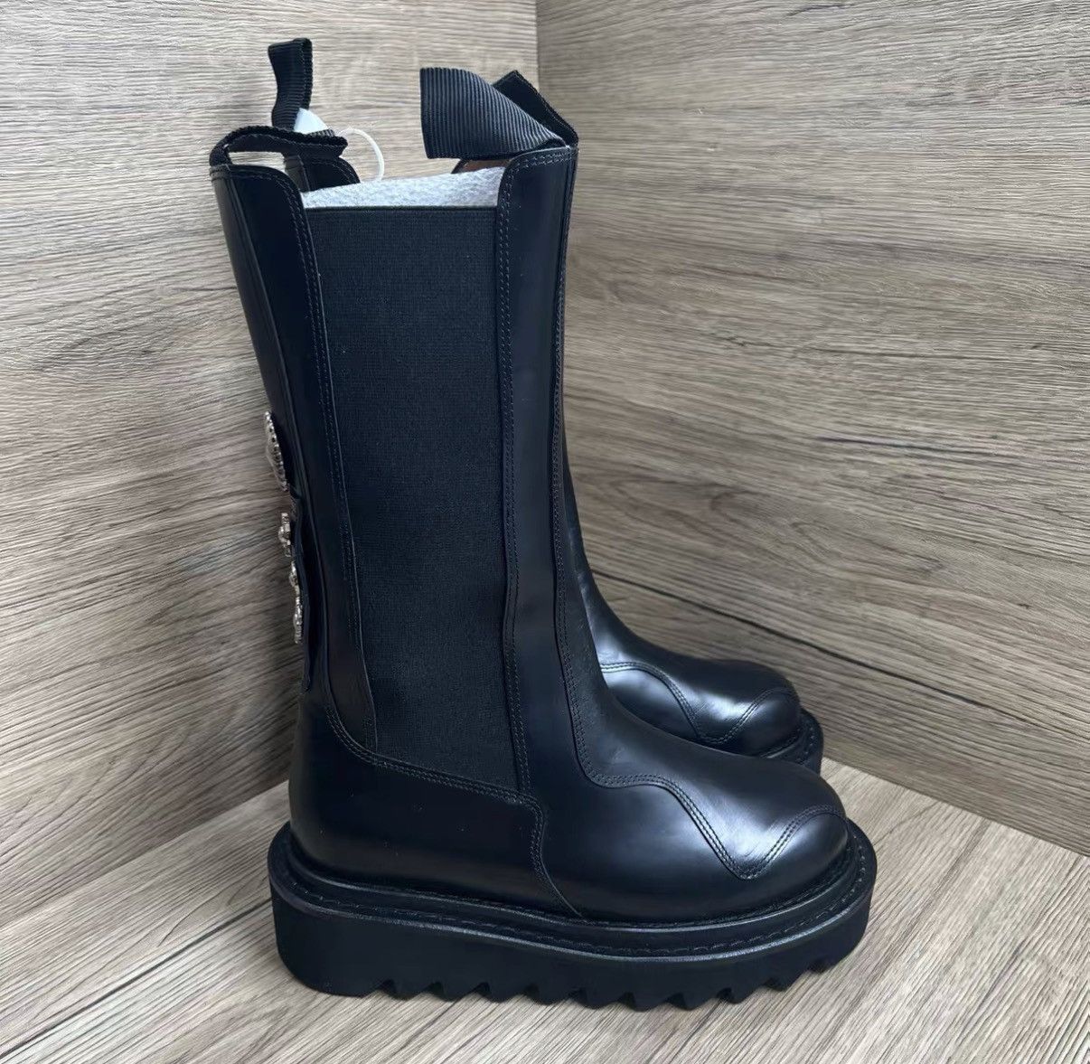 Toga Pulla Toga Pulla Black & Silver Platform Knee-High Boots J41 Size US 5 / IT 35 - 4 Thumbnail