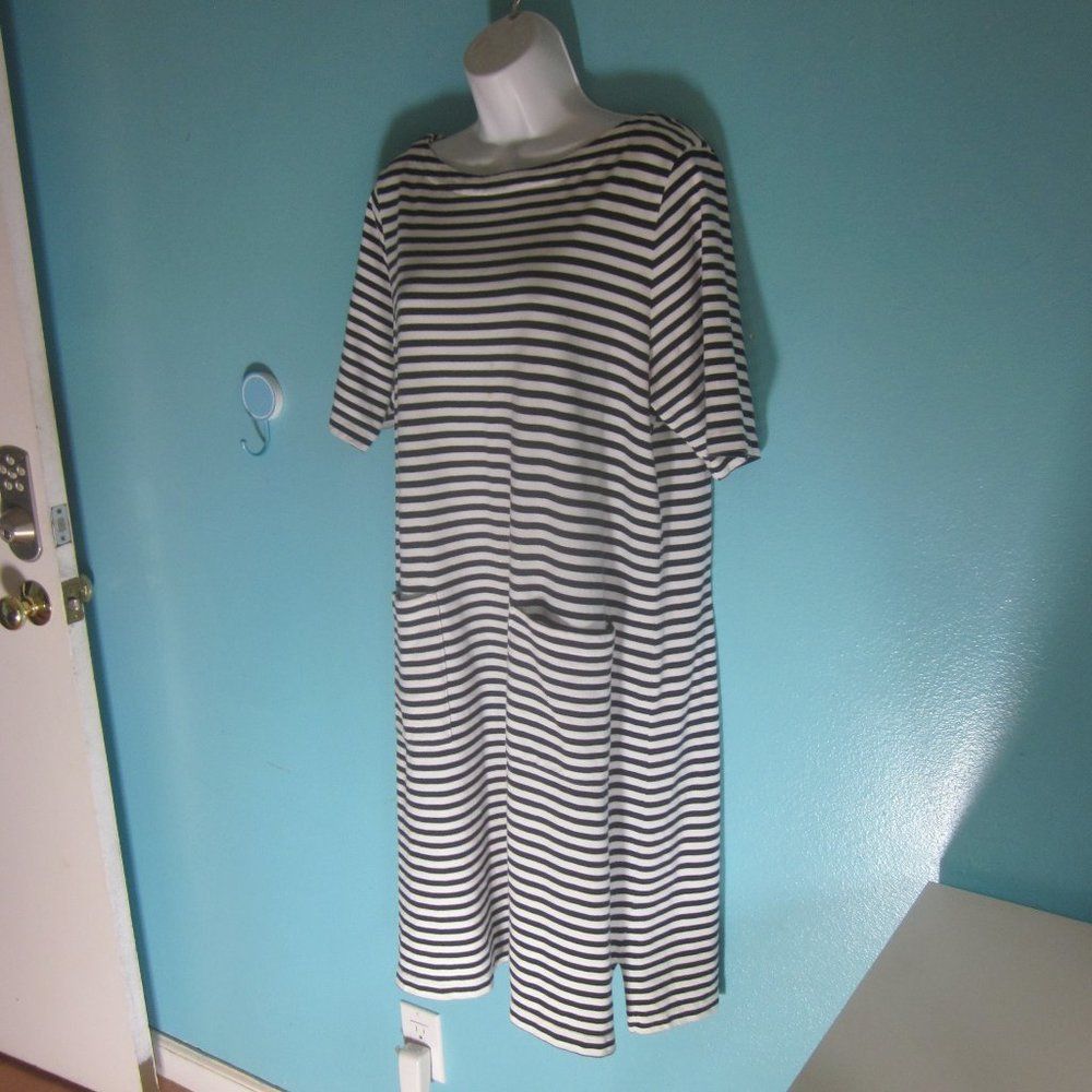 Alex Mill J Jill 100% Cotton Black White Striped Dress Womens Size L P Size L / US 10 / IT 46 - 4 Thumbnail