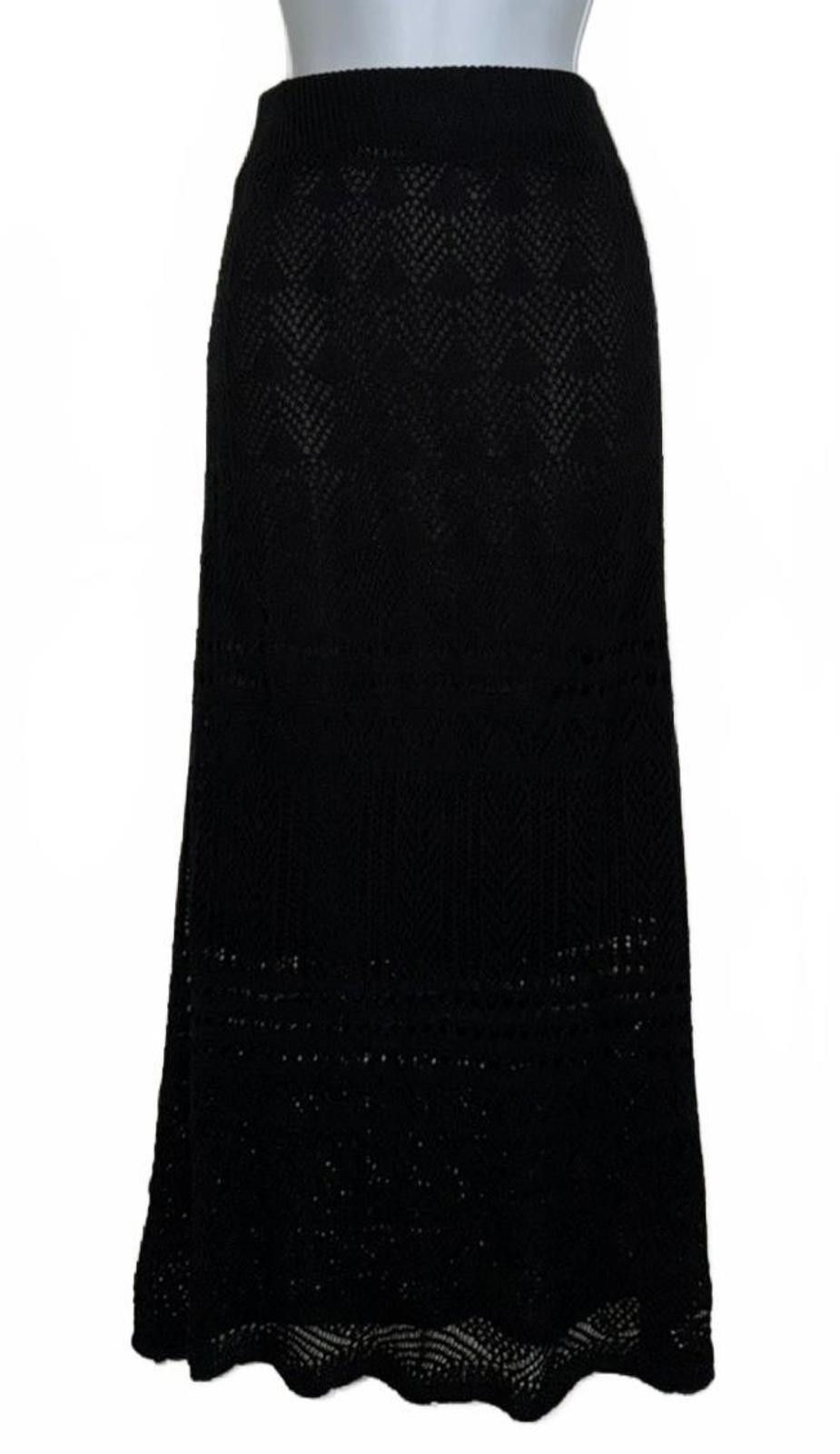 The Unbranded Brand Unbranded Knit Patterned Skirt in Black (SMALL) Size 28" / US 6 / IT 42 - 1 Thumbnail