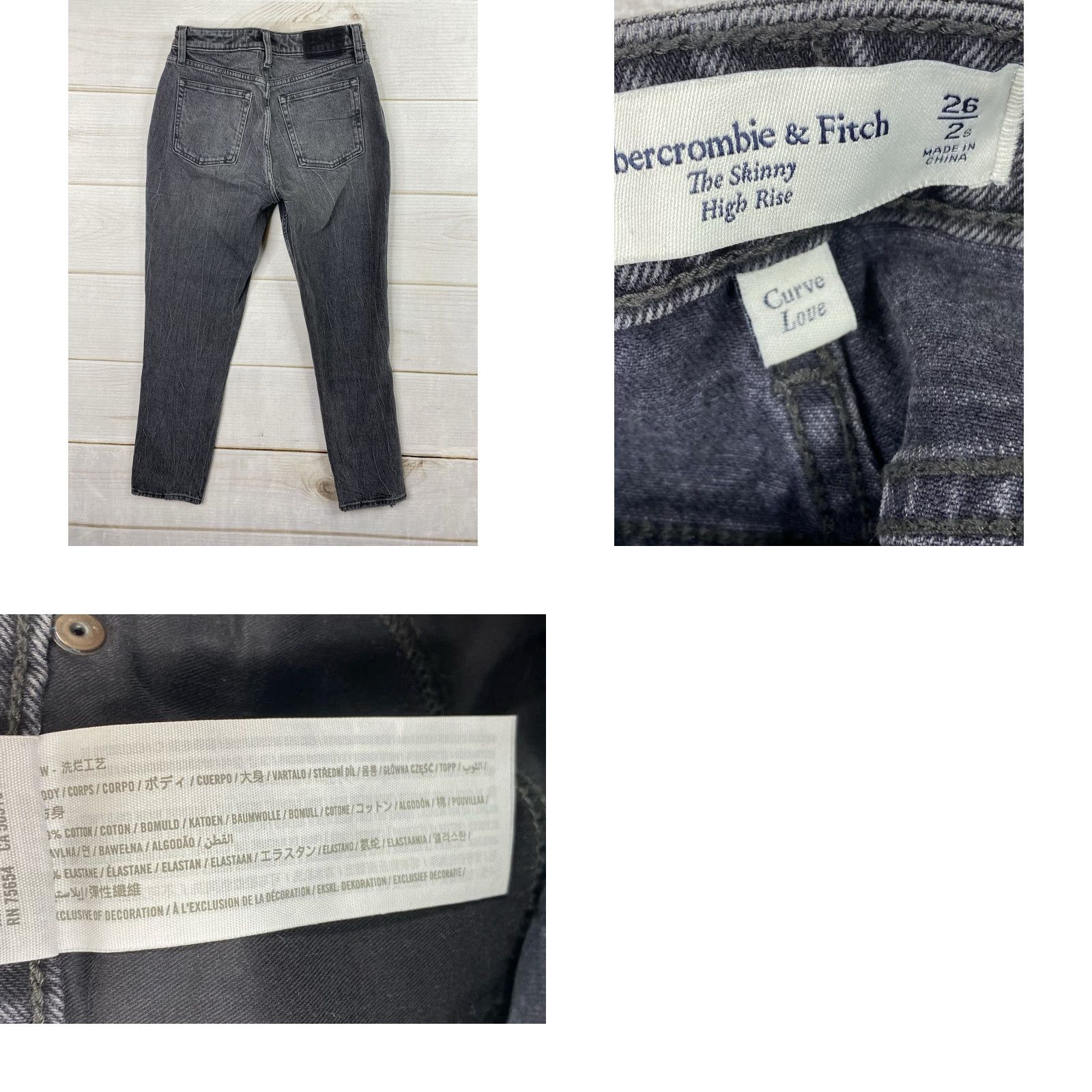 Abercrombie & Fitch Abercrombie & Fitch Jeans Women's 26 Black The Skinny High Rise Curve Love Denim Size 26" / US 2 / IT 38 - 8 Thumbnail