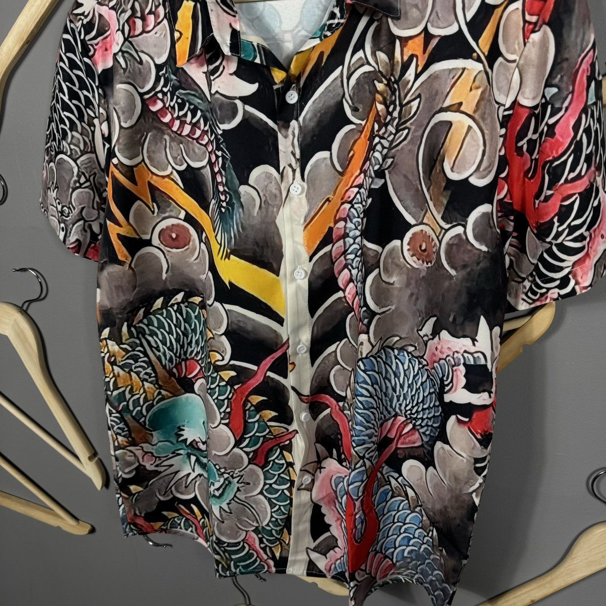 Vintage Vintage Japanese Koi Dragon Tattoo Print Shirt Size US M / EU 48-50 / 2 - 4 Thumbnail