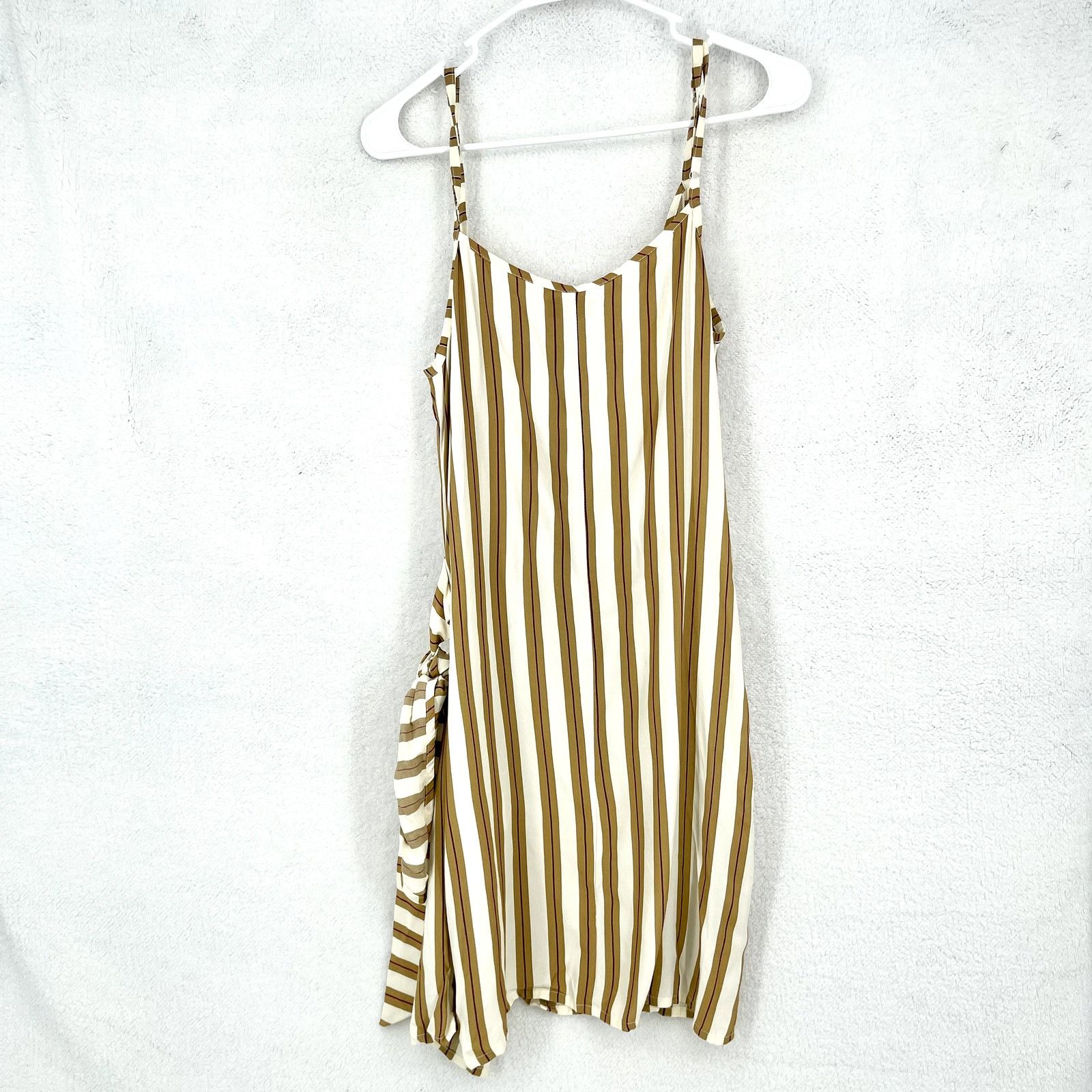 FAITHFULL Faithfull Kara Tan & White Striped Tank Mini Wrap Dress Sz 6 Size M / US 6-8 / IT 42-44 - 6 Thumbnail