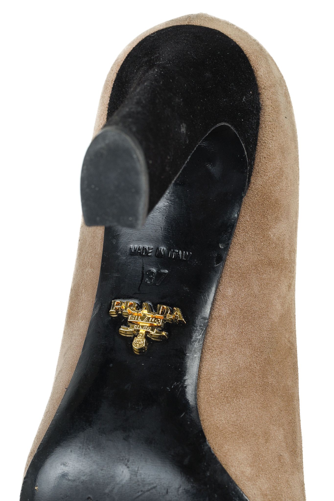 Prada Prada Taupe & Black Cap Toe Suede Pumps Size US 6.5 / IT 36.5 - 5 Thumbnail