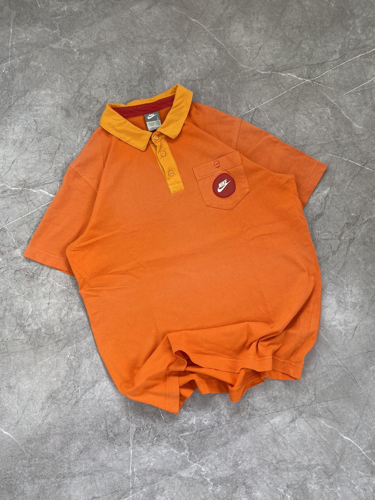 Nike Vintage Y2K Nike Big Logo “ESCAPE THE CITY” Orange Polo Size US L / EU 52-54 / 3 - 1 Thumbnail
