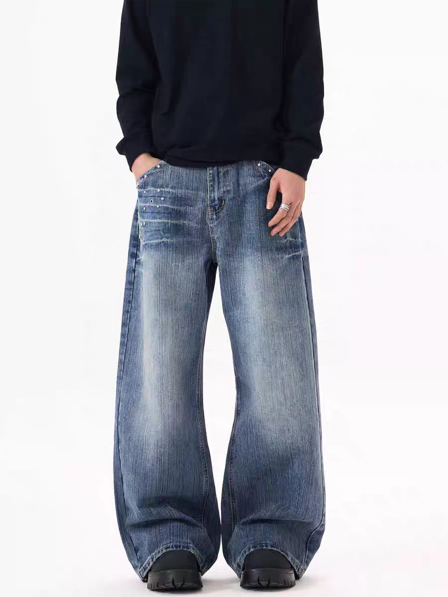 Other Relaxed-fit, rhinestone-embellished wide-leg jeans Size US 34 / EU 50 - 1 Thumbnail