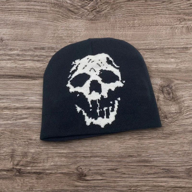 The Unbranded Brand Skull ALT Grunge Beanie | Y2K Skater Punk Black Hat Size ONE SIZE - 1 Preview