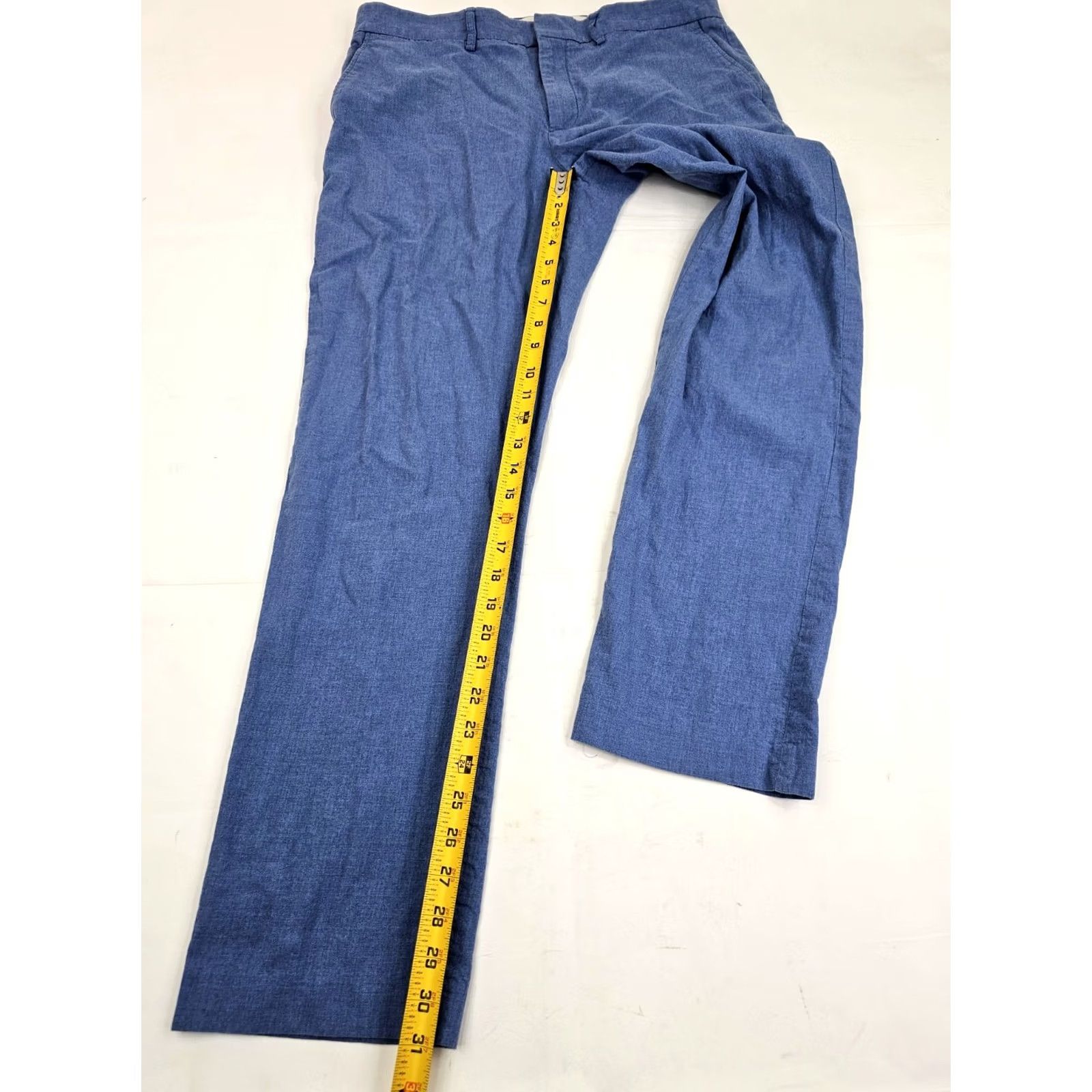 J.Crew J.CREW Lightweight Tapered Leg Cotton Chino Pants – Men 34x34 Blue Slim Fit Tapered Slant Pocket Front Flat Front Button Zip Size US 34 / EU 50 - 3 Thumbnail