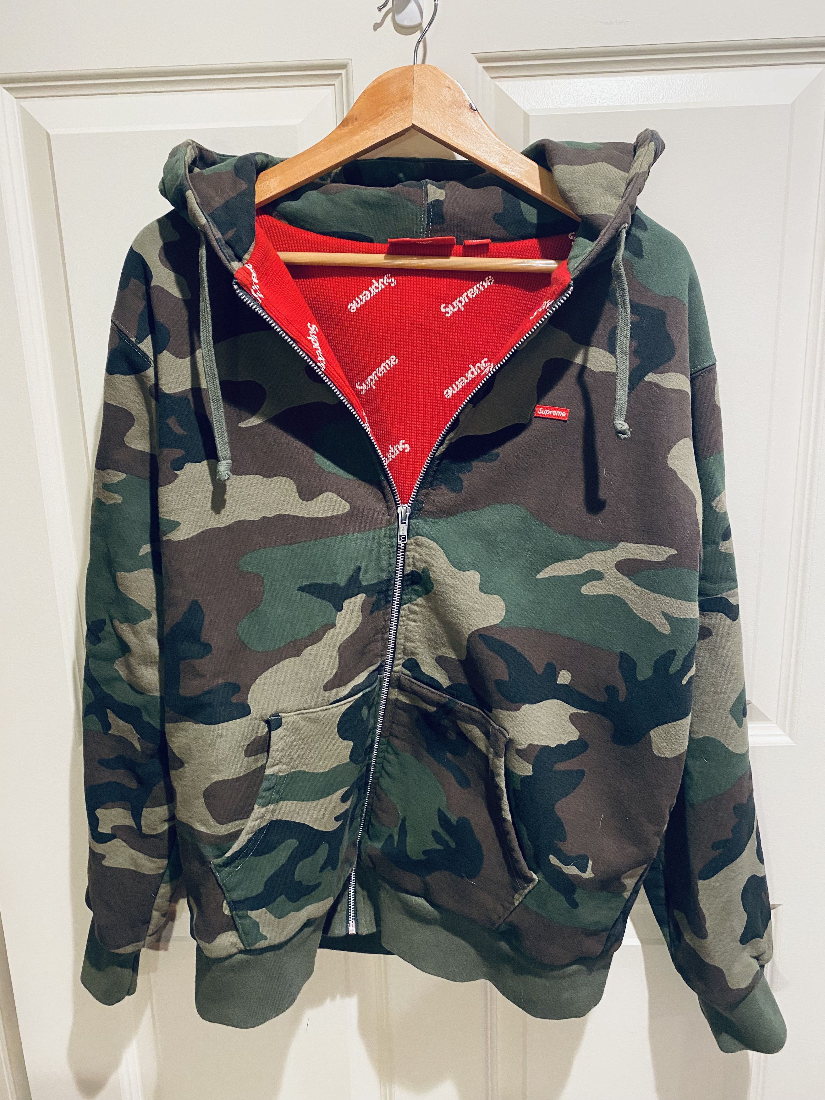 Supreme Supreme Camo Small Box Logo Thermal Zip Up Hoodie | Grailed