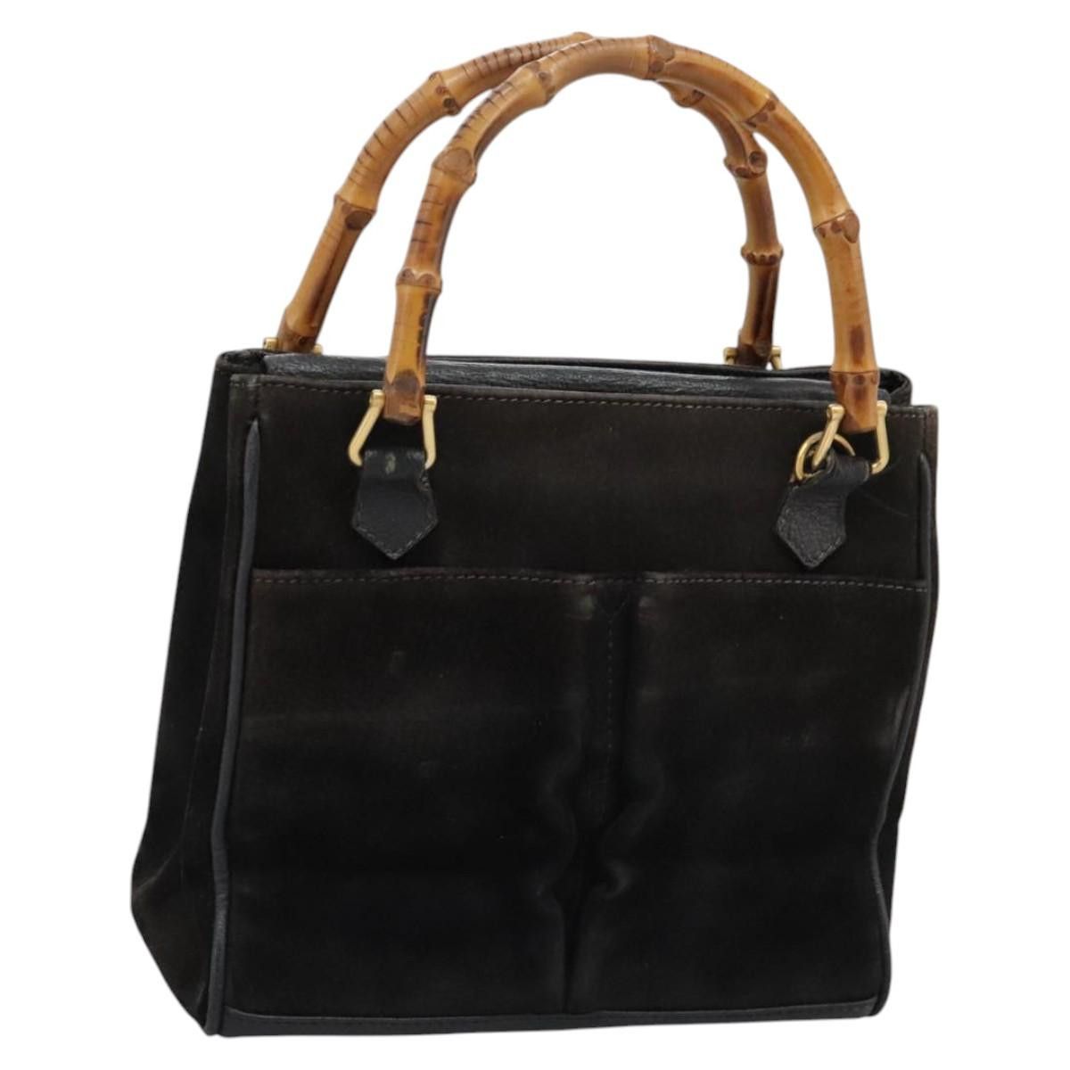 Gucci GUCCI Bamboo Hand Bag Suede Leather Black Gold 000 122 000 Size ONE SIZE - 1 Thumbnail