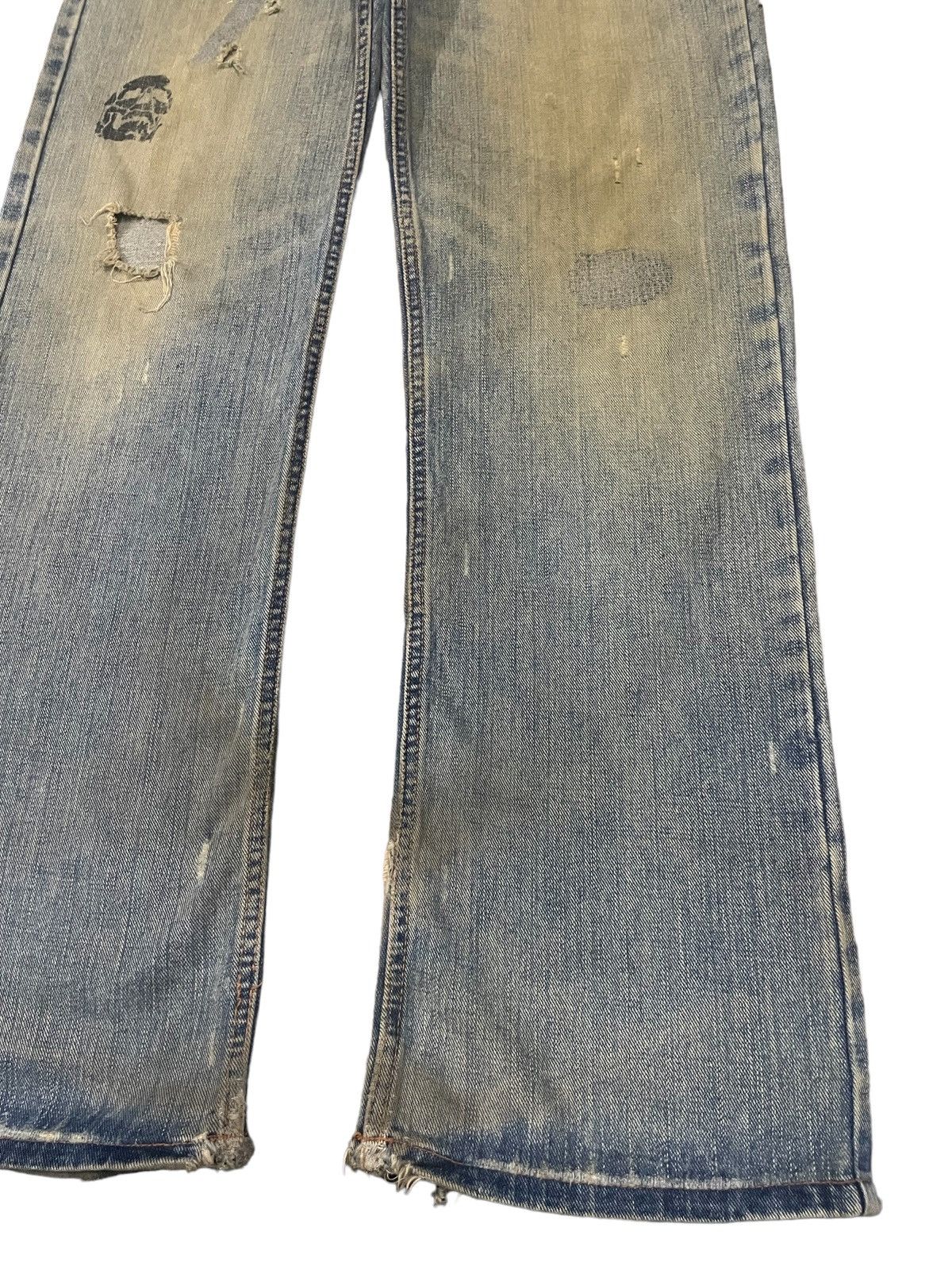 If Six Was Nine Nylous Skull & Cross Design Mud Wash Punk Ripped Loose Jeans Size US 32 / EU 48 - 8 Thumbnail
