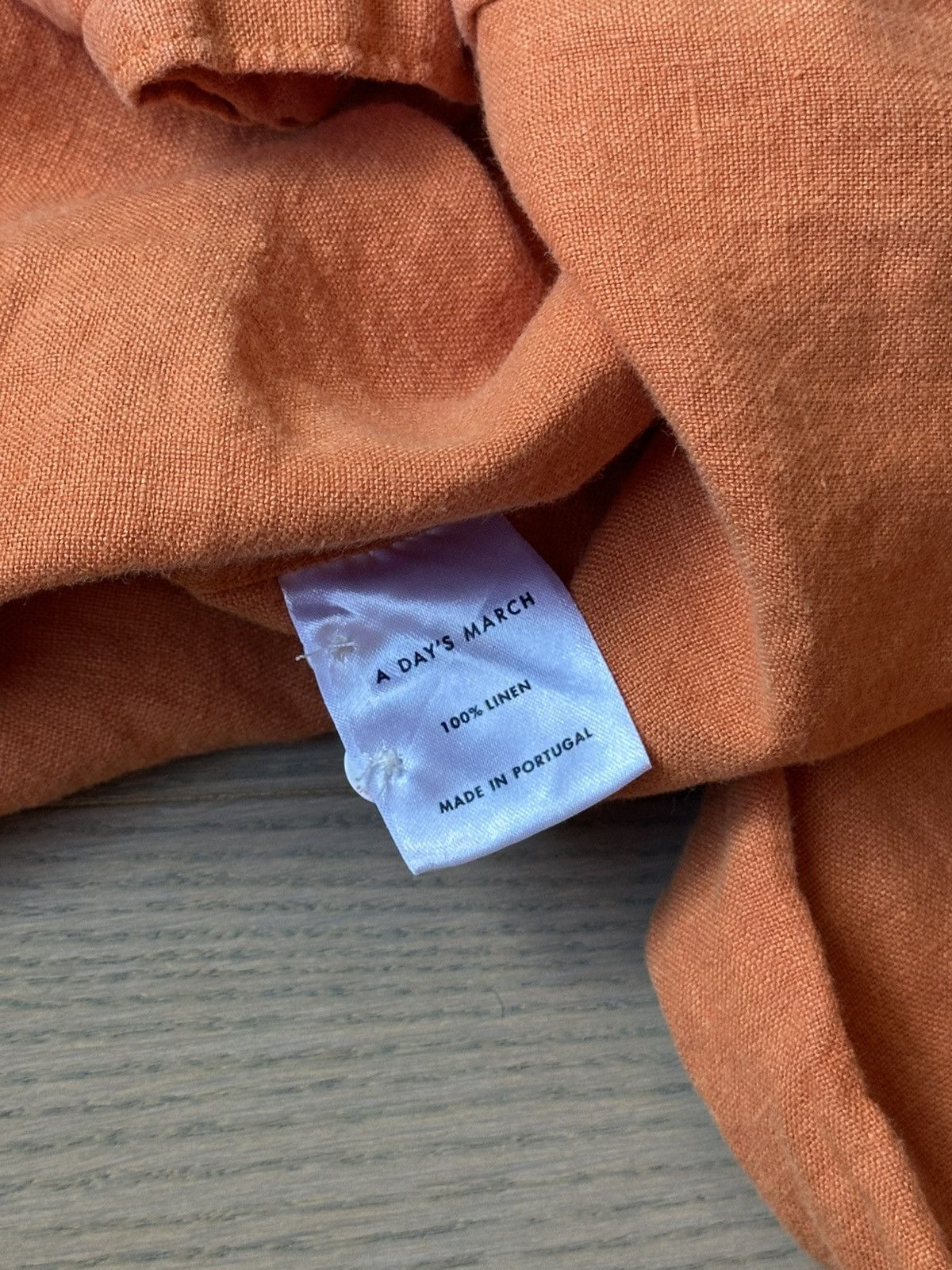 A Day's March Orange Linen Button Up Shirt Size US M / EU 48-50 / 2 - 4 Thumbnail