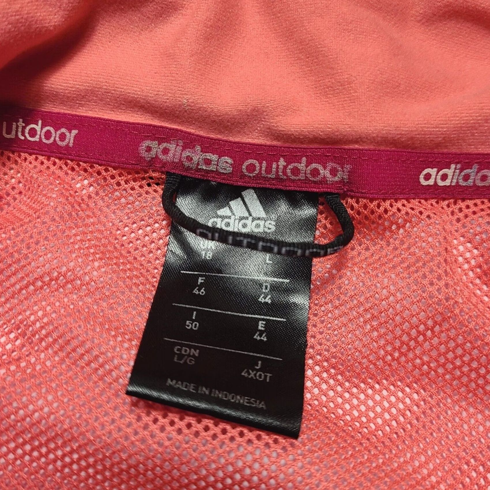 Adidas Adidas Outdoor Women's Large Climaproof Rain Windbreaker Jacket Peach Pink Hood Jacket Size L / US 10 / IT 46 - 6 Thumbnail
