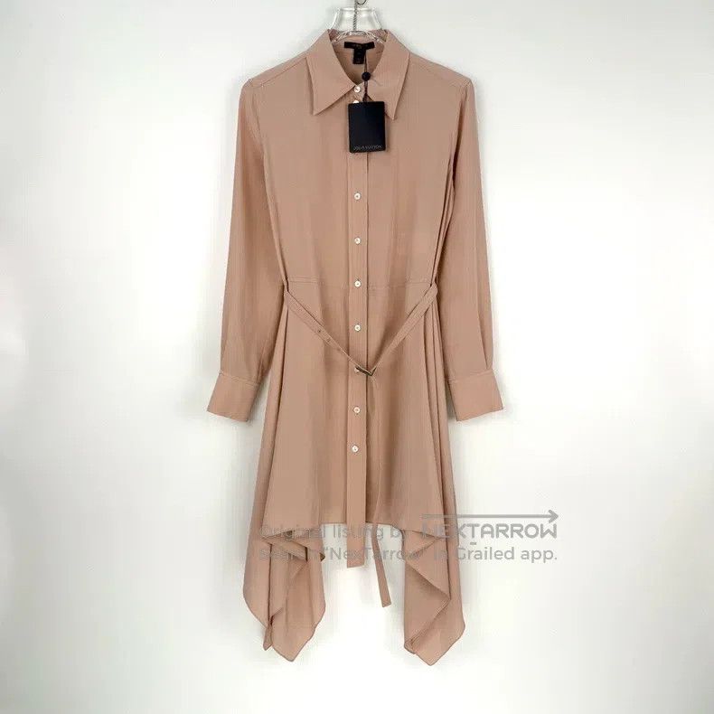 Louis Vuitton Louis Vuitton Light Pink Metallic Belt Mulberry Silk Dress Size XS / US 0-2 / IT 36-38 - 3 Thumbnail