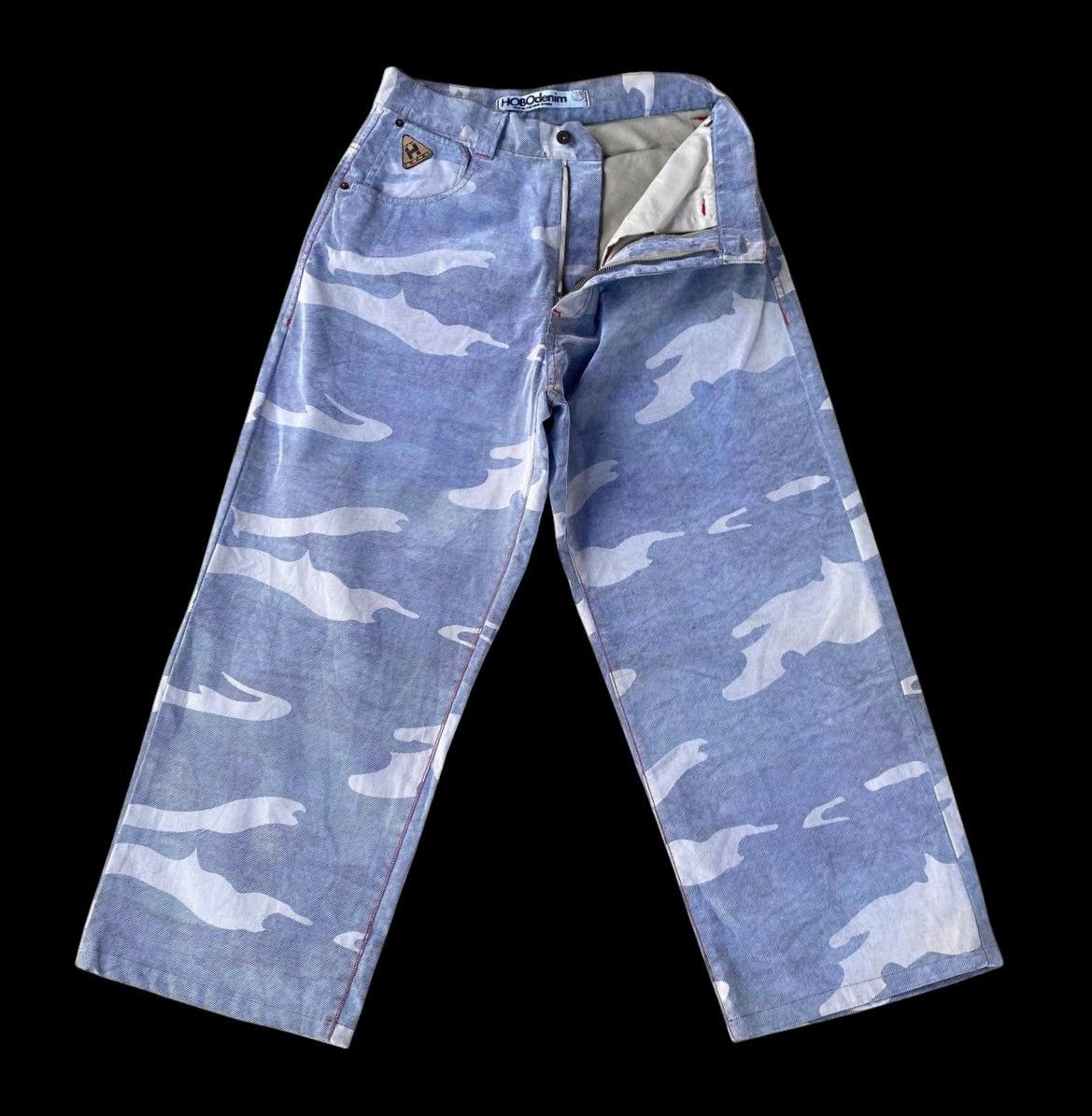 Hobo HOBO DENIM Vintage 90s Wide Leg Blue Camo Skate Pants Baggy Size US 30 / EU 46 - 6 Thumbnail