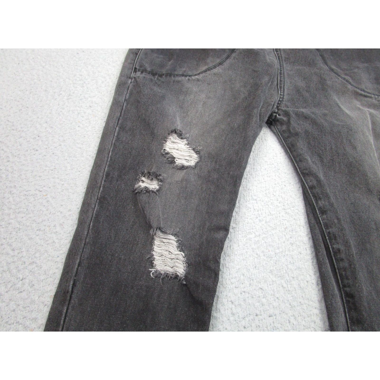 I Love Ugly VINTAGE I Love Ugly Men's Jogger Pants 31 Inch Waist Size M Black Distressed Denim Tapered Zippered Ankle Pockets Size US 31 - 5 Thumbnail