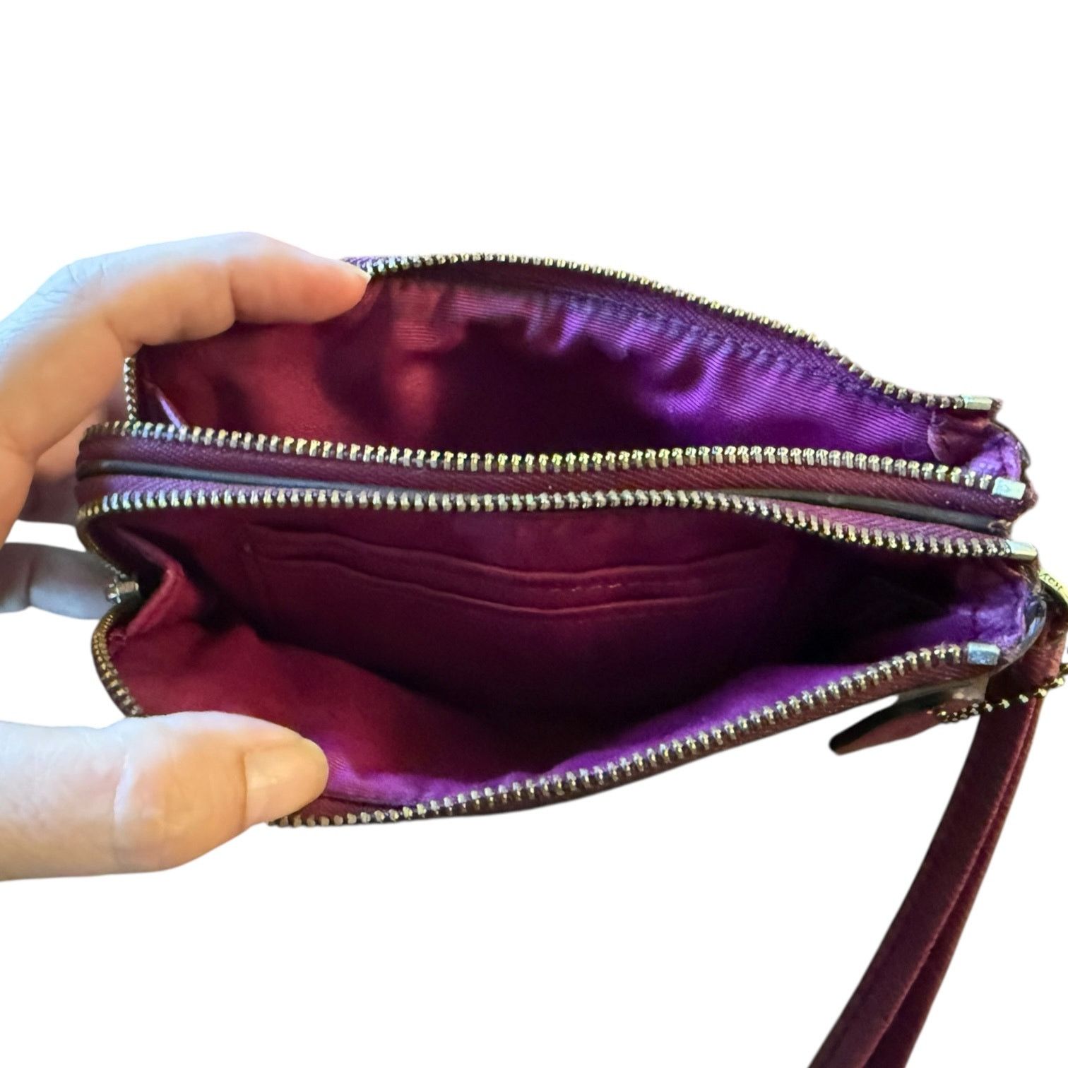 Coach Coach Double Zip Brown & Fuchsia Wristlet Wallet Size ONE SIZE - 7 Thumbnail