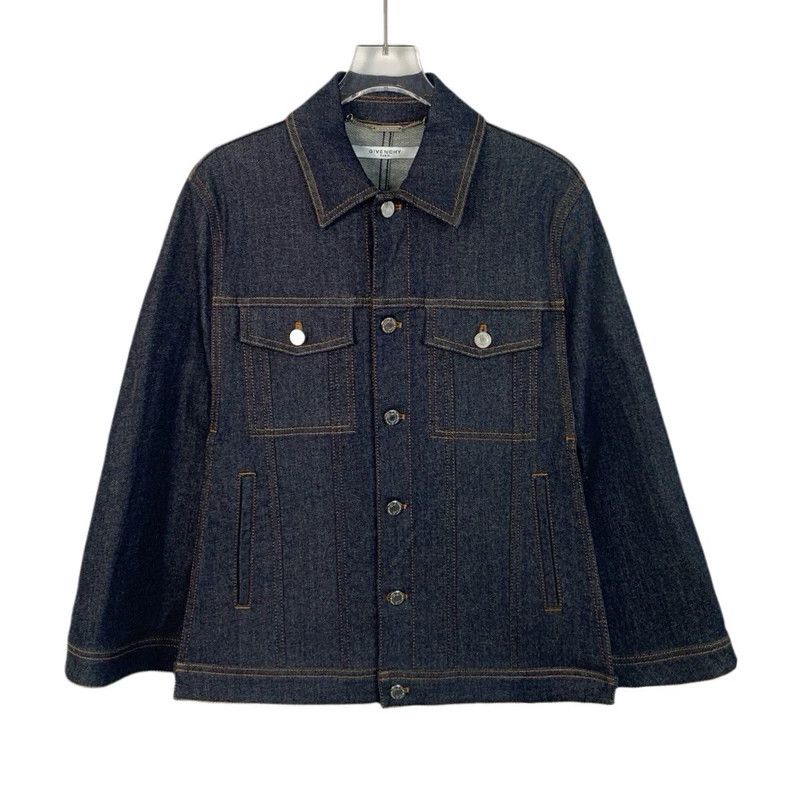 Givenchy Givenchy Dark Blue Cotton Collar Single Breasted Jacket Size US M / EU 48-50 / 2 - 1 Thumbnail