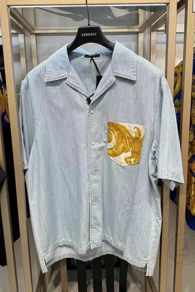 Versace Versace Denim short-sleeved shirt Size US L / EU 52-54 / 3 - 1 Thumbnail