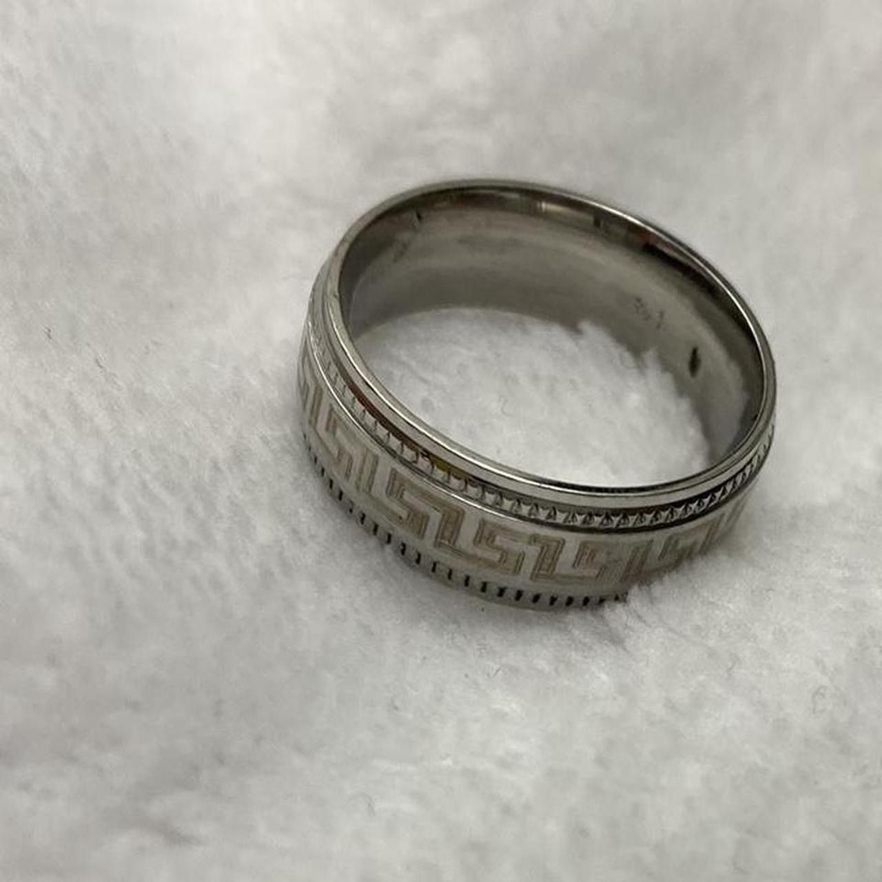 Ring Of Fire Silver Ancient Greek key Tungsten Ring Size ONE SIZE - 5 Thumbnail