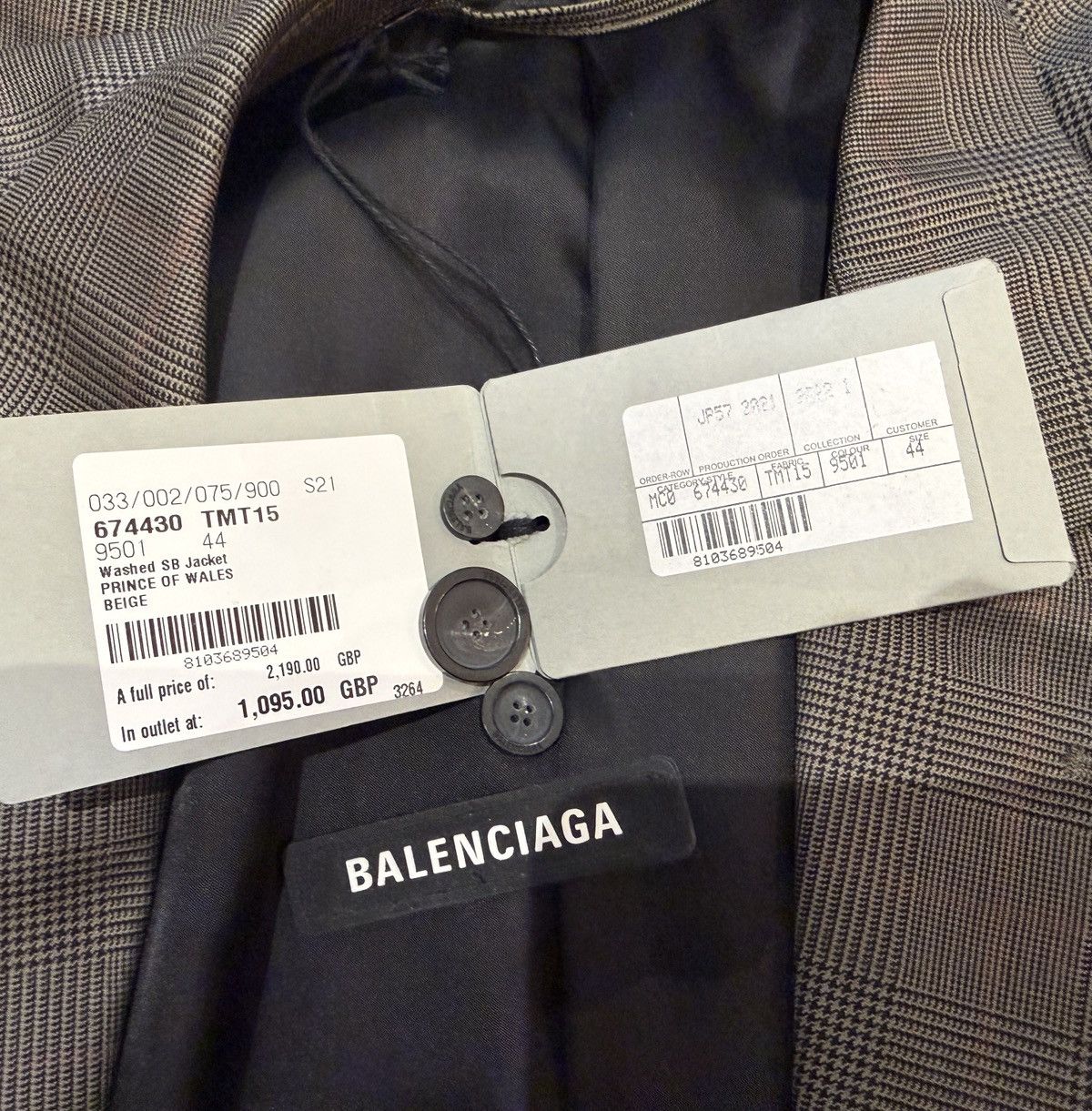Balenciaga 'Washed' Prince Of Wales SB jacket Size 44R - 16 Thumbnail