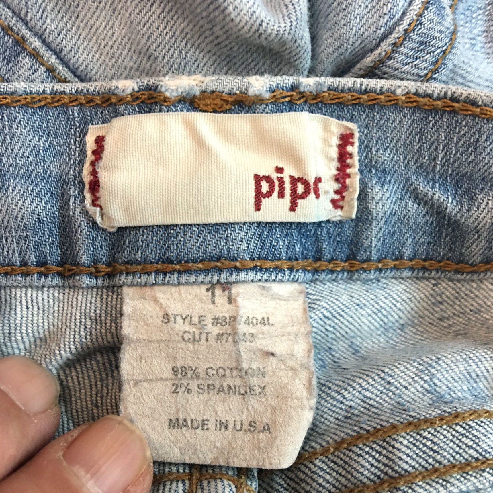 Vintage Piper Womens Straight Jeans Size 11 Blue Denim Regular Fit 5-Pocket Casual Size 32" / US 10 / IT 46 - 3 Thumbnail
