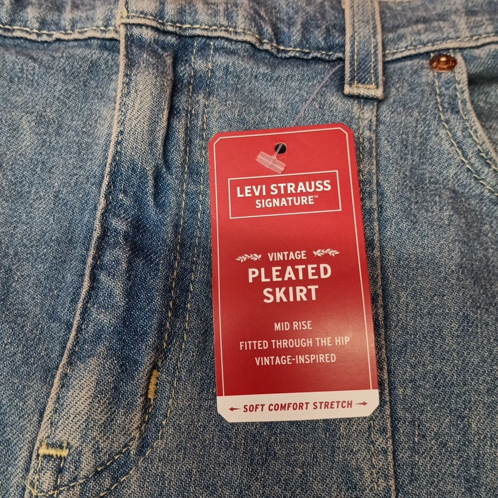 Levi's Levi Strauss Blue Denim Pleated Skirt Women's Size 12 W31 Size 31" - 3 Thumbnail