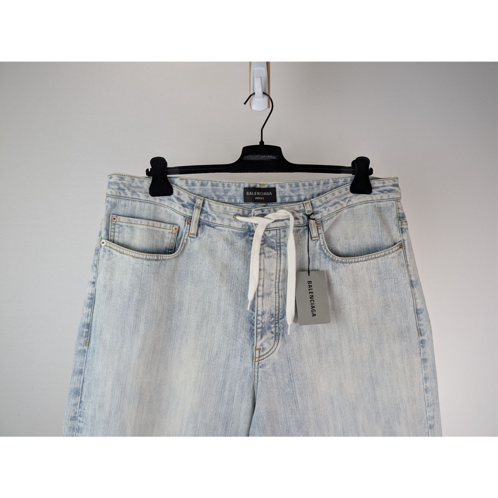 Balenciaga o1rshd1 Oversized Baggy Denim Pants in Bleached Ring Size US 32 / EU 48 - 3 Thumbnail
