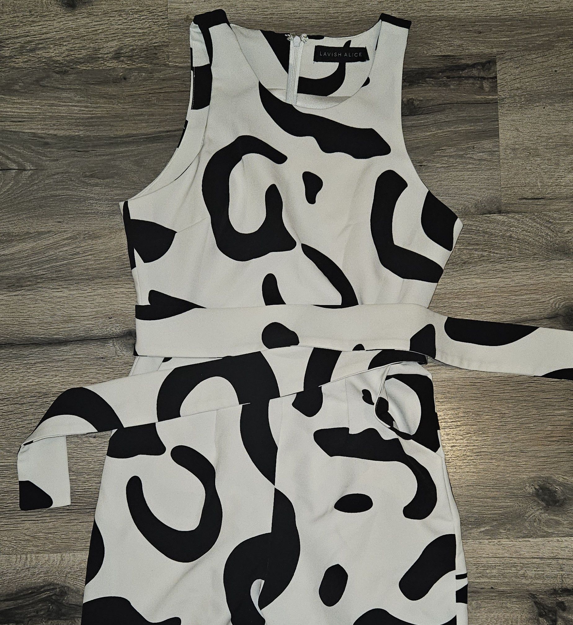 Other Lavish Alice Womens Monochrome Abstract Print Jumpsuit 4 US Size 27" / US 4 / IT 40 - 7 Thumbnail