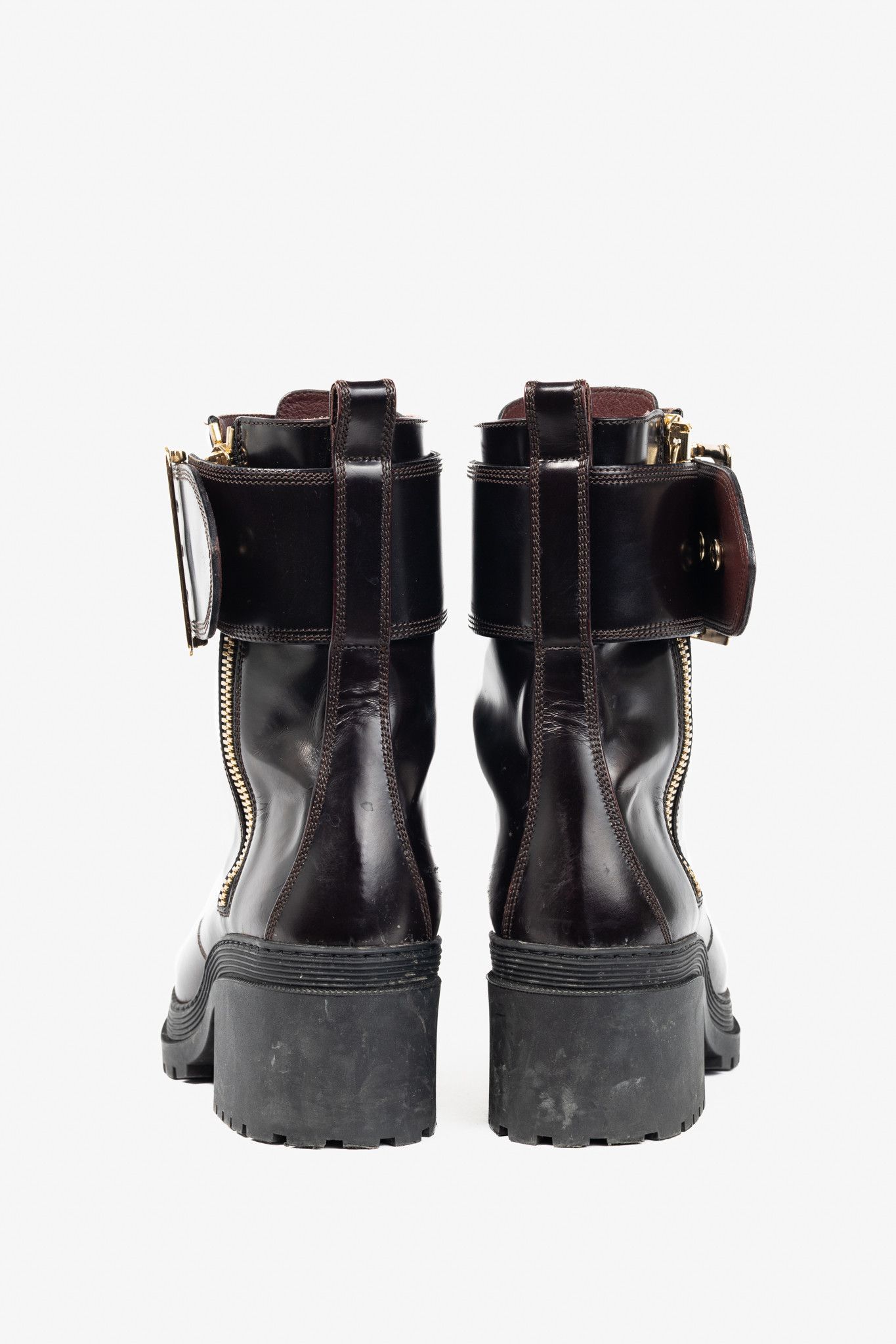 Burberry Burberry Scarcroft 50 Buckled Glossed-Leather Combat Boots Size US 7.5 / IT 37.5 - 3 Thumbnail