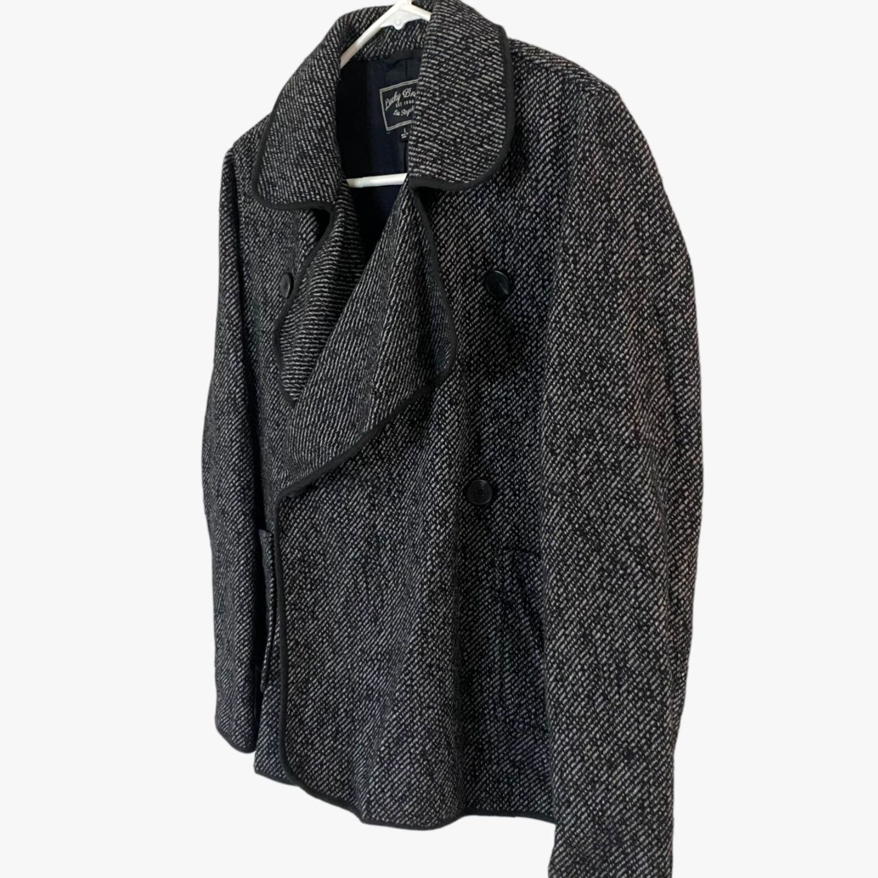 Lucky Brand VINTAGE Lucky Brand Pea Coat Jacket Womens Large Gray Wool Blend Double-Breasted Size L / US 10 / IT 46 - 2 Thumbnail