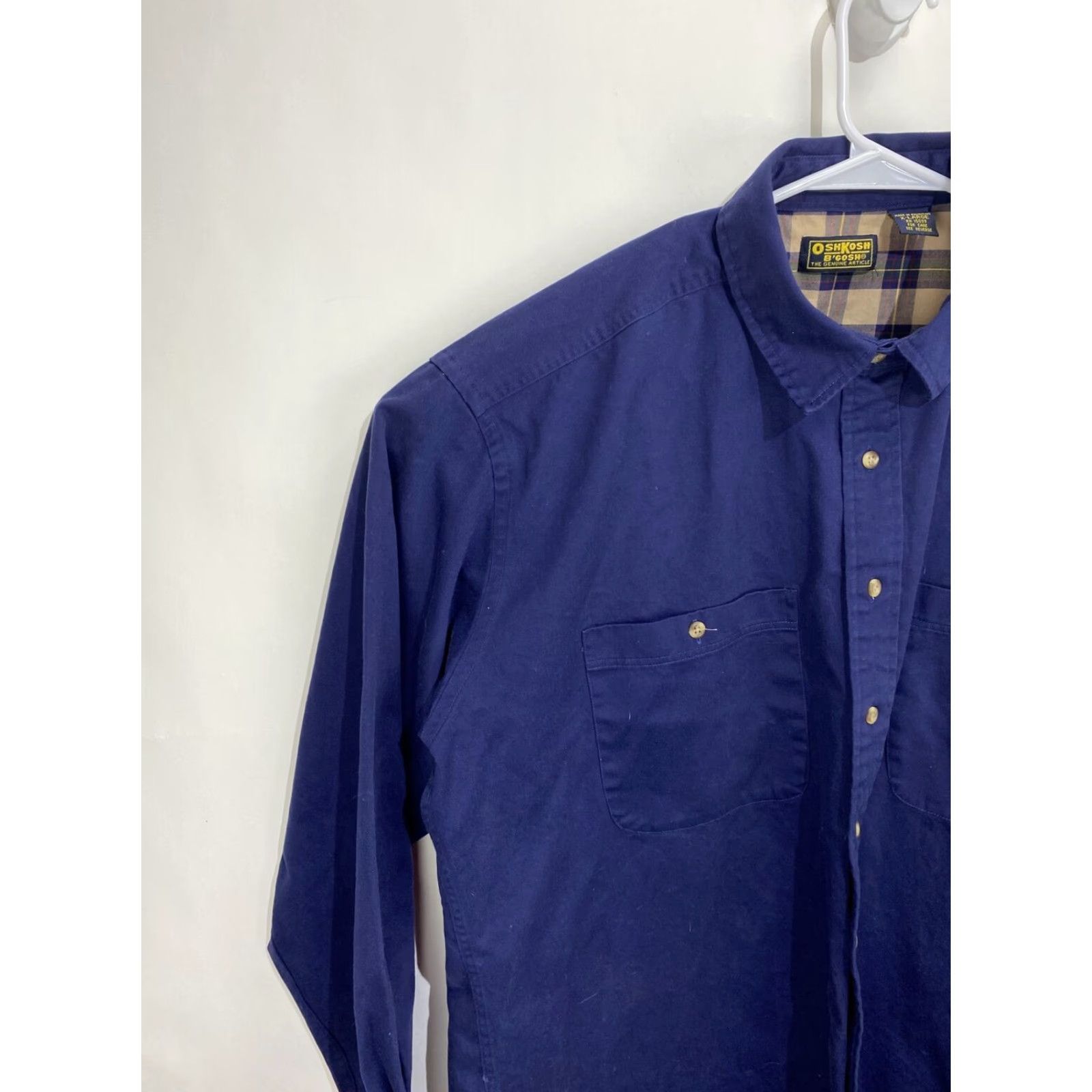 Vintage VINTAGE Oshkosh B'gosh Navy Blue Single Needle Tailoring Flannel Shirt Men's XL Work Size US XL / EU 56 / 4 - 4 Thumbnail