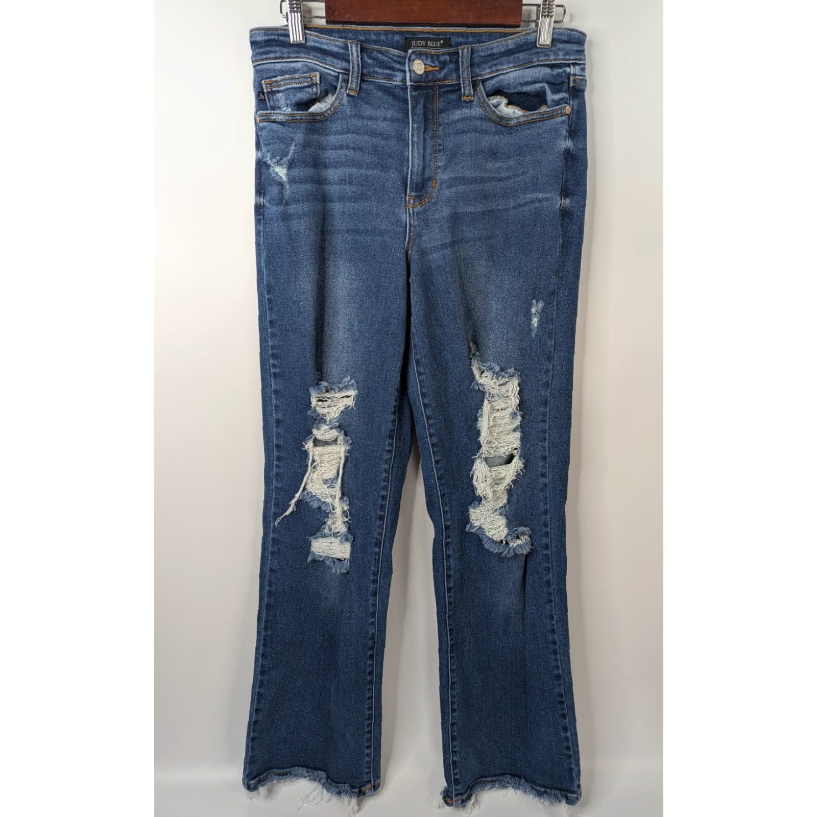Vintage VINTAGE Judy Blue Dad Jeans Womens 29 Distressed Ripped Frayed Hem Denim Mood: Casual Blue Size 29" - 2 Thumbnail