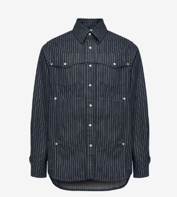 Alexander McQueen o1w1db10925 Pinstripe Denim Shirt in Black Size US M / EU 48-50 / 2 - 1 Thumbnail