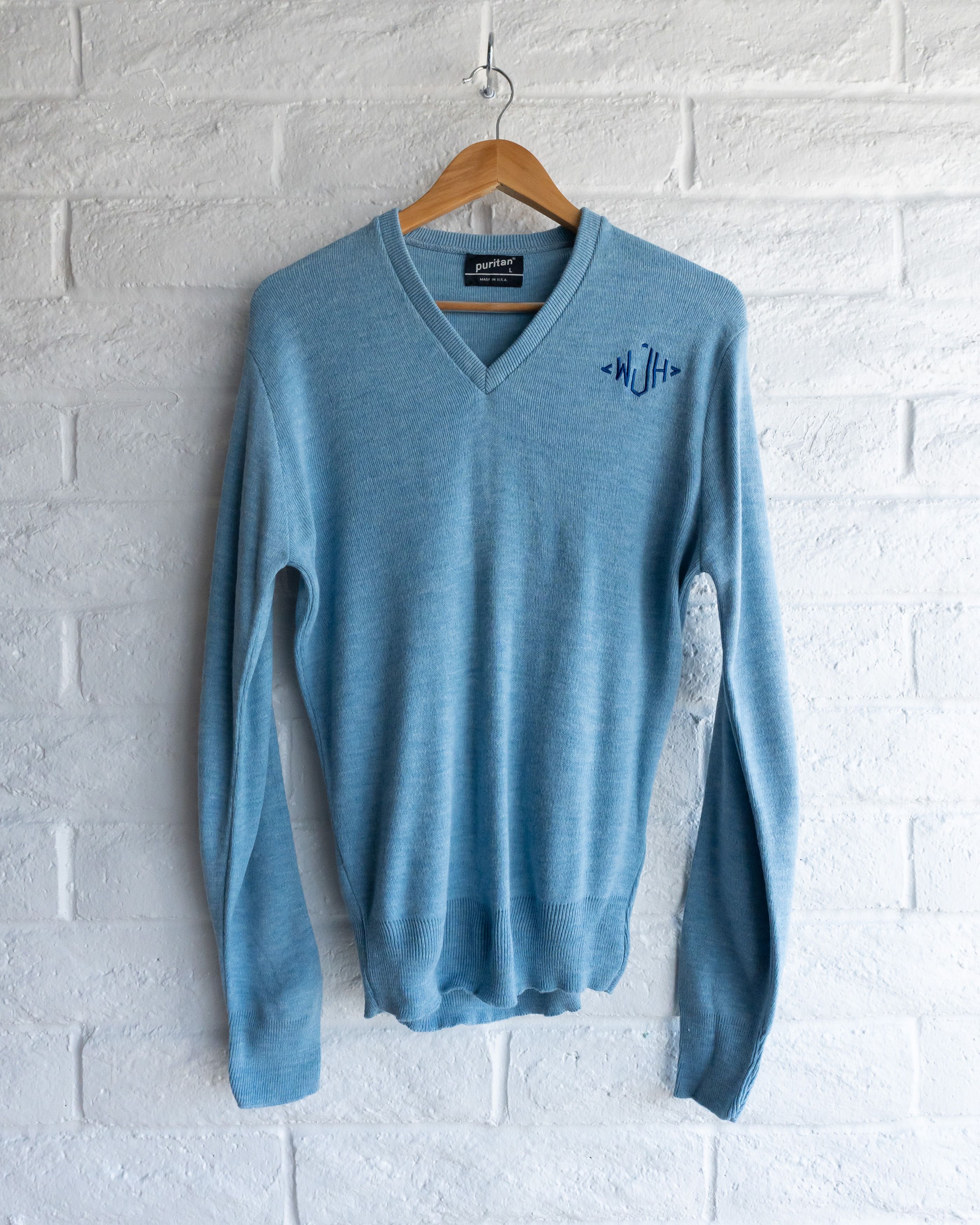 Vintage Vintage 1980s Puritan Sweater V Neck Blue Men's L Acrylic Size US L / EU 52-54 / 3 - 1 Thumbnail